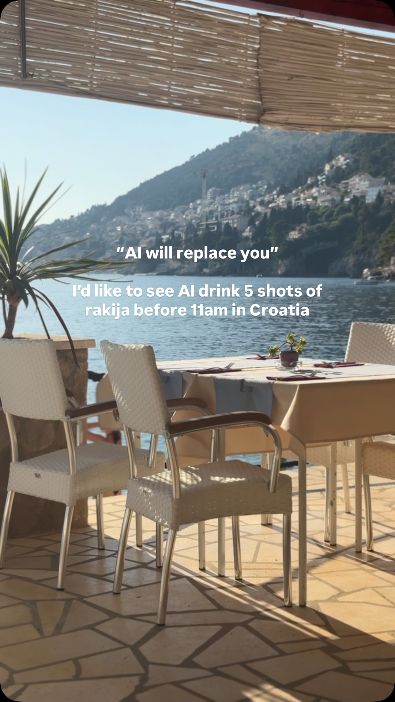 AI could never give you this moment ☀️
At Vibe Croatia we create custom itineraries & show you places AI wouldn’t know…
Some things can never be replaced 💫
☎️ +385992134609
#croatiatravel #aicouldnever #customtravel #momentslikethese #vacayvibes