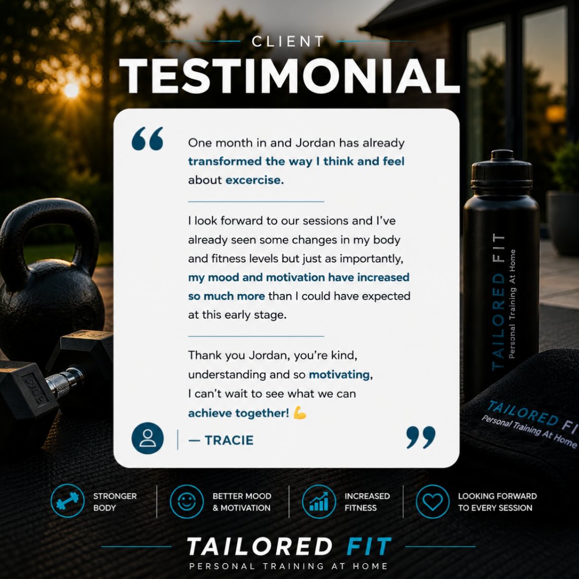 What stands out most about Tracie is her attitude.
She’s approached every session with positivity, determination and an openness to learn. Those qualities are often the biggest predictors of long-term success and it’s exciting to see where her journey will lead.
#tailoredfitpt #health #telfordpt #teamwork #proud