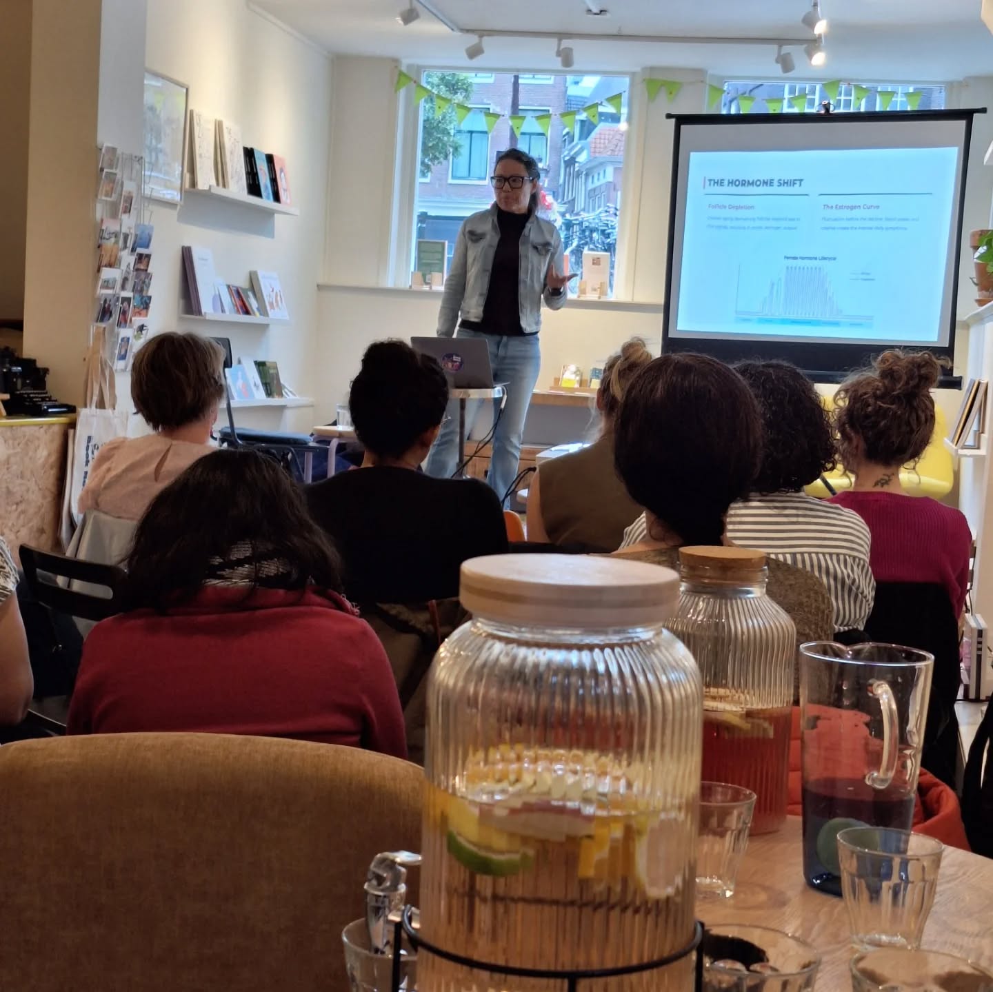 Hormones, heavy weights, and drinks.
Rubianca stripped away the polite nonsense about perimenopause at tonight’s Think & Drink.
The directive was straight forward: stop trying to shrink. Midlife health requires lifting heavy and building actual metabolic strength, not white-knuckling a low-calorie reset.
Thank you to Rubianca for dropping the scientific findings, and to everyone who packed out the room to listen.
A final, special shoutout to the only man in attendance. Standing in a crowded room during a deep dive into estrogen crashes and follicle depletion requires a rare kind of stamina. We respect it.
Time to work with the biology, not against it 💪💪