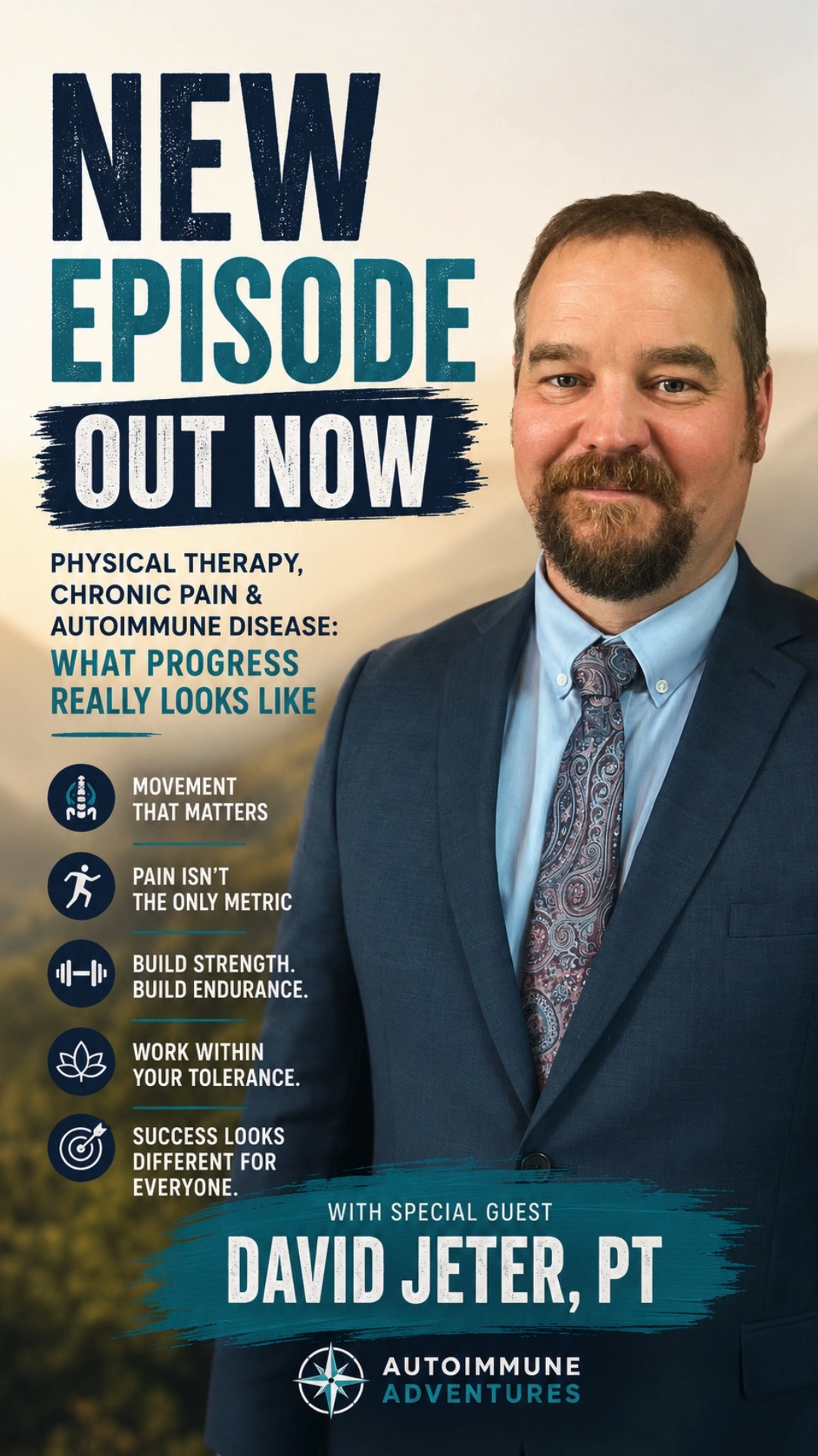 🎙️ NEW EPISODE OUT NOW 🎙️
What does progress actually look like when you live with chronic illness?
In this powerful conversation, David Jeter, PT joins us to discuss physical therapy, chronic pain, mobility, autoimmune disease, Ehlers-Danlos Syndrome, Ankylosing Spondylitis, and one of the most important lessons anyone with chronic illness can learn:
Doing what you can do is the right answer.
This episode is packed with practical insights, realistic hope, and a refreshing perspective on what healing and progress can look like when your body doesn't follow a straight line.
If you've ever wondered whether movement is still worth pursuing when you're in pain, this conversation is for you.
🎧 Watch now on YouTube and listen wherever you get your podcasts.
https://youtu.be/naVJ9YPxwTc?si=NxVM98Ygm6N_cKQZ
#AutoimmuneDisease #ChronicIllness #PhysicalTherapy #ChronicPain #EDS #EhlersDanlos #AnkylosingSpondylitis #Fibromyalgia #PatientAdvocacy #AutoimmuneAdventures