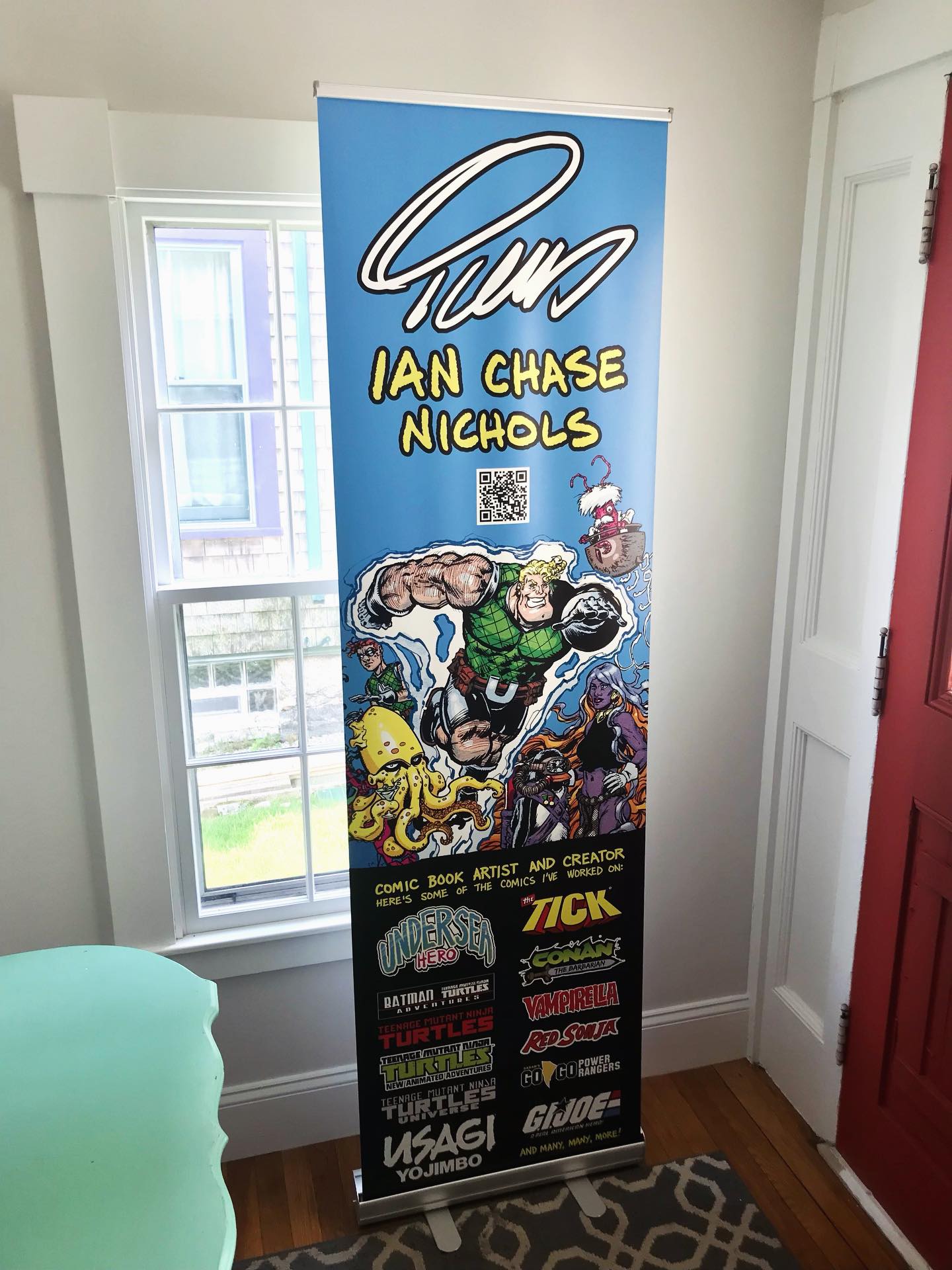 Packing for Heroes Con. Here’s my new travel banner that fits in my suitcase. If anyone would like any specific comic or variant that I’ve done, drop me a line, as I may not bring it. I’m packing light outside of Undersea Hero, Planet Comics (featuring the Tick!), and the last issue of The Tick from NEC. I’ll have lots of art and be doing sketches there. #comics #comicart #comicartist #heroescon2026