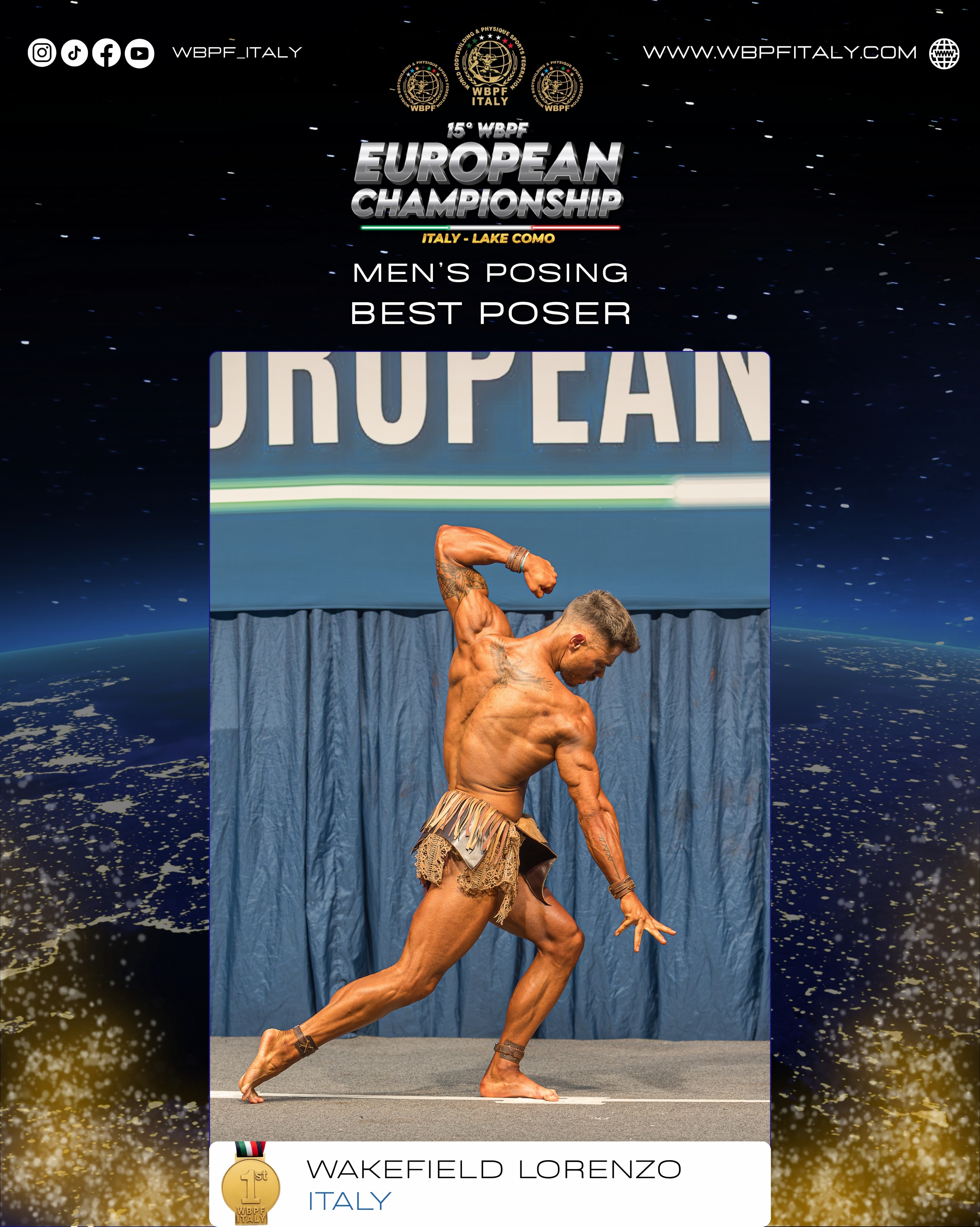 🏆 Official Placements Men’s Posing Best Poser - 15th WBPF EUROPEAN CHAMPIONSHIP 🇪🇺🇮🇹
📍 PalaTaurus - Lecco
📆 May 23rd, 2026
————————————————
🏆Classifiche Ufficiali Men’s Posing Best Poser - 15º WBPF EUROPEAN CHAMPIONSHIP 🇪🇺🇮🇹
📍 PalaTaurus - Lecco
📆 23 Maggio 2026