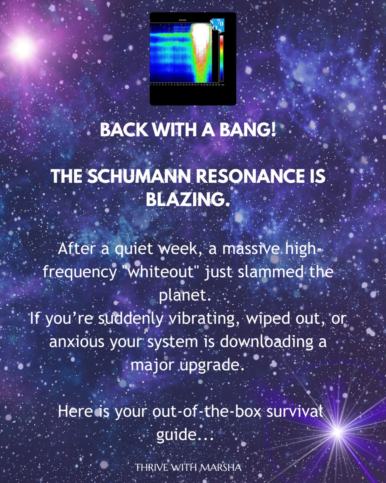 ā”ļø The Cosmic āSoftware Updateā Just Dropped ā”ļø
After a quiet week, the universe just slammed its foot on the gas. Look at that massive whiteout column starting around 15:00 UTC. That is a pure, sustained blast of high-frequency energy. If youāre suddenly wired, weirded out, or wiped, your biological operating system is downloading a massive patch.
šø Out-of-the-Box Survival Guide
When the energy spikes this hard, standard grounding is too basic. Here is how to actually work with this electric wave right now:
The Somatic Shake: Got jittery, electric anxiety? Stand up and shake your entire body for two minutes. Animals do this to discharge trauma; it forces your nervous system out of āfight or flight.ā
The 20-Minute āData Napā: This isnāt normal tiredness. Your brainwaves are being forced into a Theta state to process the cosmic download. Give in your subconscious integrates best when you get out of the way.
A Mental Brain Dump: High frequencies accelerate mental loops. Donāt meditate instead grab paper, write every racing thought without censoring, then shred it to clear the bandwidth.
Fight the Ear Ringing with Bass: If your head is buzzing, listen to heavy, grounding frequencies (like 432Hz or deep bass) to pull that hyper-active energy down from your crown.
The quiet period is over. We are back in the high-vibrational pressure cooker!
How is this hitting your field right now? Buzzing, exhausted, or somewhere wild? Letās swap notes below! š
#SchumannResonance #earth #Consciousness #awakening ener