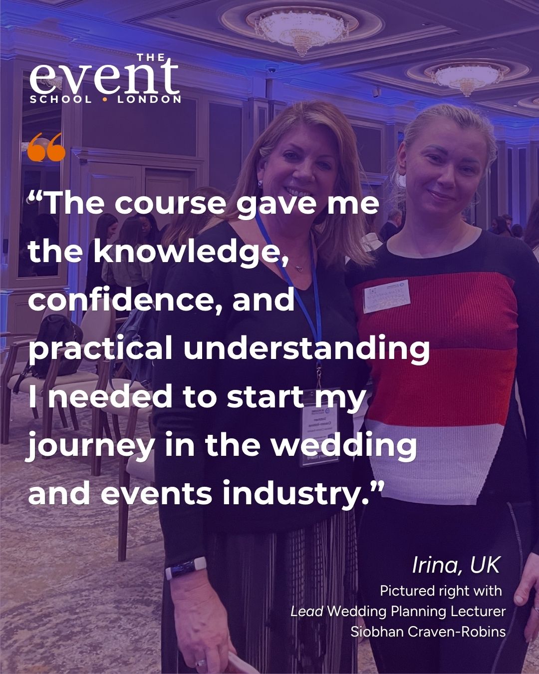 Read Irina's full review on Trustpilot.
https://uk.trustpilot.com/reviews/6a287957f21bd1c22a72ce97
Irina completed a Diploma in Wedding Planning led by @SiobhanCravenRobinsWeddings. She is pictured here attending a UK Wedding Association event as Siobhan's guest.
#WeddingPlanningCourse #StudentReview
#CareersinWeddings #CareersinEvents
#NextGenEventProfs
#TheEventSchoolLondon #21Years
