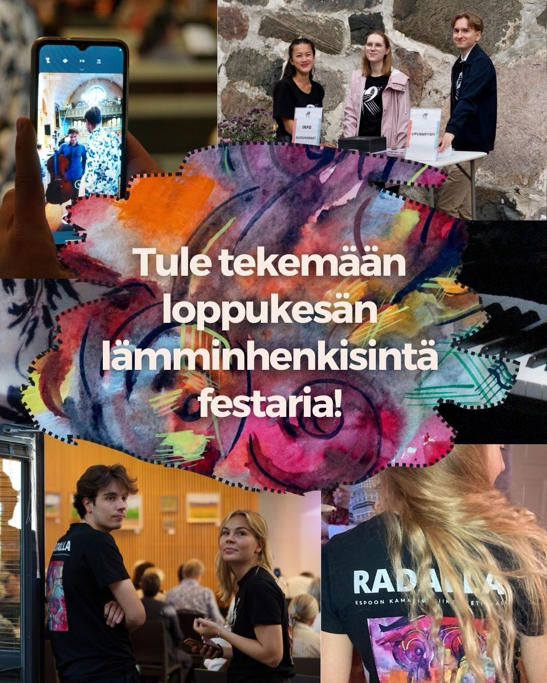 Tule tekemään elokuun lämminhenkisintä festaria Espooseen!
Sykkiikö sydämesi kamarimusiikille ja festivaalituotannolle?
Etsimme jälleen talkoolaisia elokuun festivaalille 27.-30.8.2026. Festari järjestetään Kauklahden kappelissa sekä Temppeliaukion kirkossa (28.8.), mukaan voit hakea, vaikka et pääsisi kaikkina päivinä!
Talkoolaisten tehtäviin kuuluu tuotantotiimin avustaminen, lipunmyynti, somistus, roudaaminen ja festivaalin purku. Otamme huomioon talkoolaisten tehtävätoiveet parhaamme mukaan.
Tarjoamme talkoolaisille kokemusta tapahtumatuotannon parissa, pääsyn festivaalin konsertteihin ja mikä parasta — pääsyn kesän kuumimpaan karonkkaan! 🕶🍹
Hakulomake biossa ja storyssa.
#radallafestivaali #kamarimusiikkifestivaali #kulttuuriespoo #kauklahti