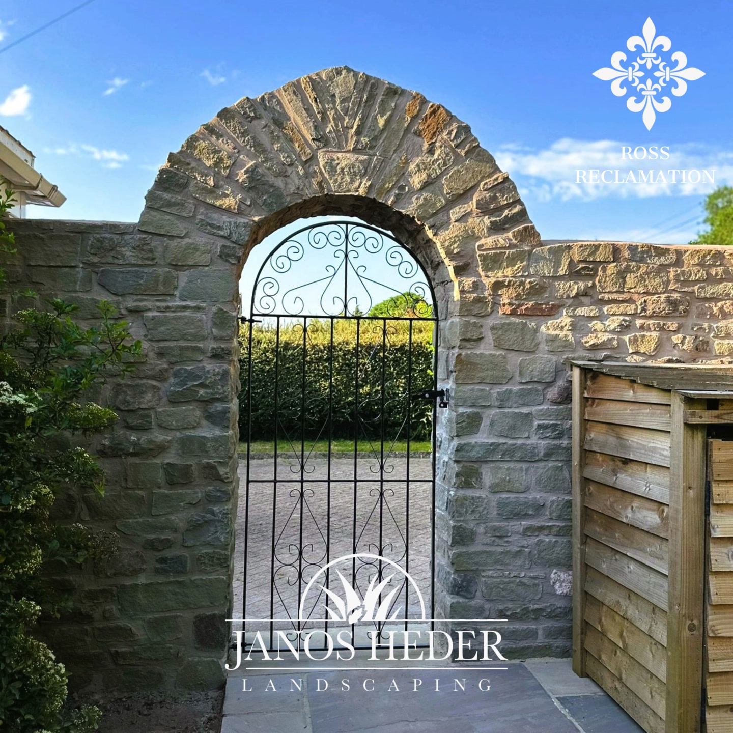 The most rewarding part of our job is seeing good quality, reclaimed building materials transformed by true craftsmanship. So we were chuffed to collaborate with Janos Heder Landscaping on this transformation, supplying our reclaimed red and green sandstone to help create this stunning garden wall and handcrafted gate arch.
A huge thank you to Janos for choosing Ross Reclamation and allowing us to have played a small part in bringing this great project to life.