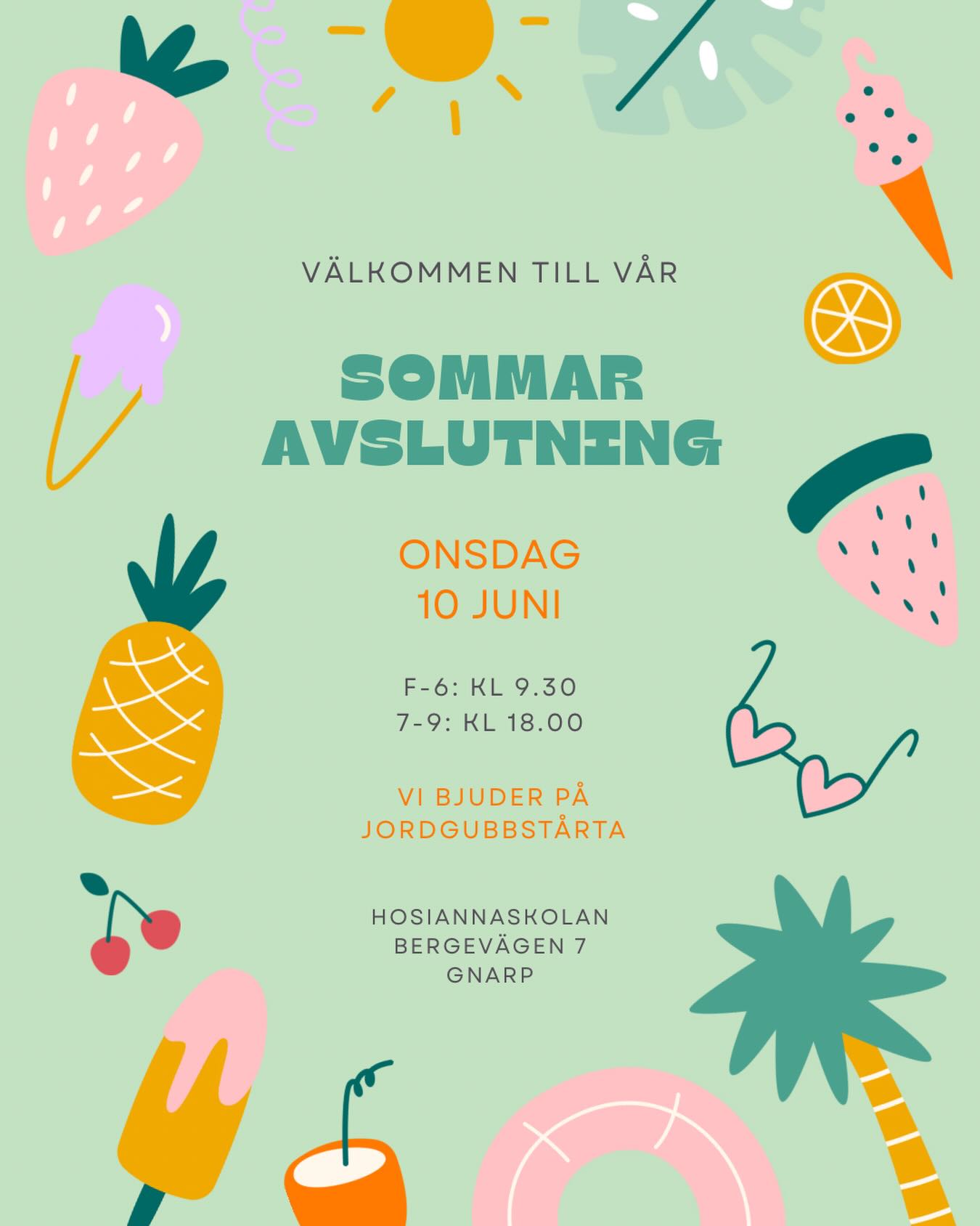 Varmt välkomna till våra skolavslutningar imorgon ☀️🌼🇸🇪