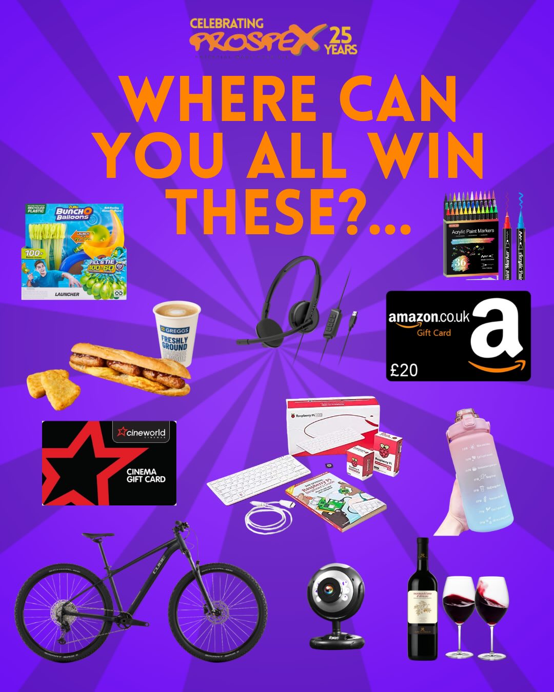 Hey! 👋
Yeah, you! Hey! What are you doing on the 19th June? Fancy winning some amazing prizes and eating some great curry? As well as taking part in a ten round pub quiz where you can put your wits to the test? 🧠
You can do all this, and more, at the Prospex Pub Quiz. And to top it all off, you’ll be raising money as part of our 25th anniversary charity fundraisers ❤️
Book your ticket through the QR code or the Eventbrite link on our bio now. Limited spaces so grab ‘em quickly!