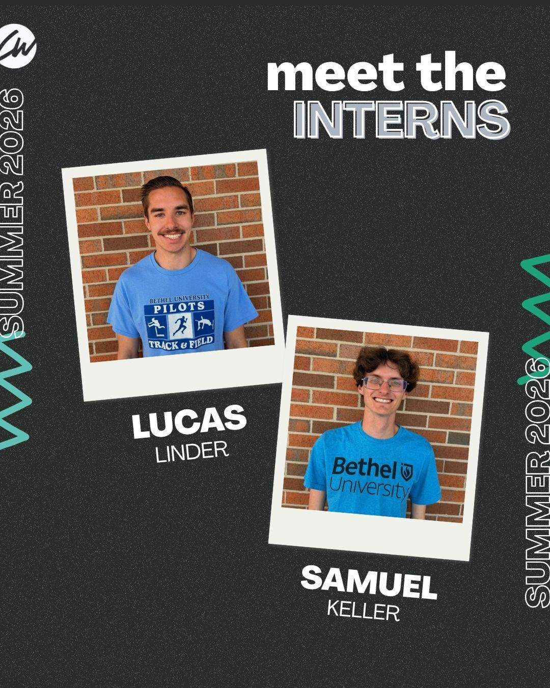 Have you met the summer interns? We are excited to have Lucas and Samuel with us this summer.
These two fine young men both come from Bethel University and will be learning and serving at Colonial Woods with our Student Ministries.
Say hello and help them feel welcome! We are excited for the opportunity to invest in these young men and to be a part of their story.