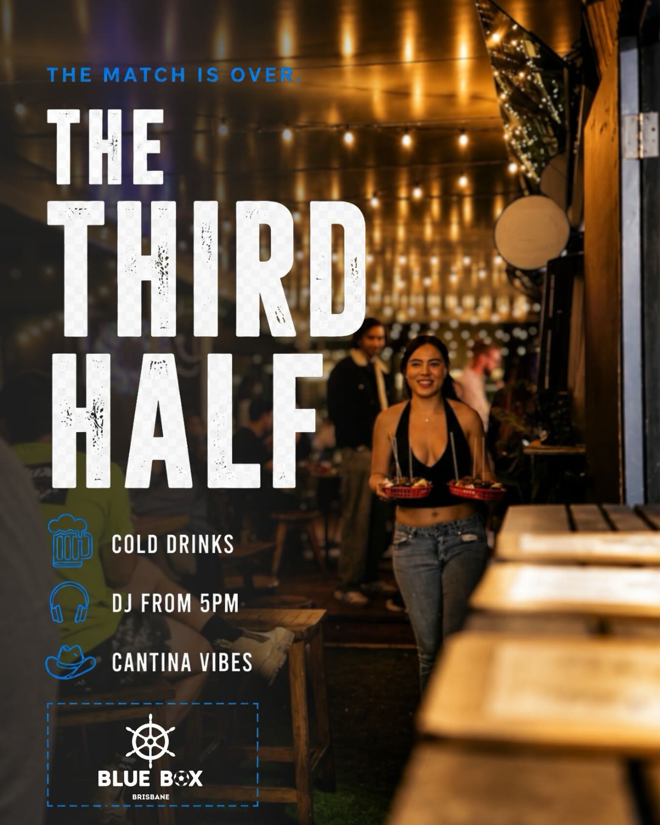 The World Cup is finally here.
Football in the morning.
Celebrations at night.
That’s how Saturdays are supposed to be.
The match is over, but the conversations, the music and the atmosphere are just getting started.
🍻 Cold drinks.
🎧 DJ from 5PM.
🤠 Cantina vibes.
Welcome to The Third Half.
📍 Blue Box Brisbane
📅 Every Saturday