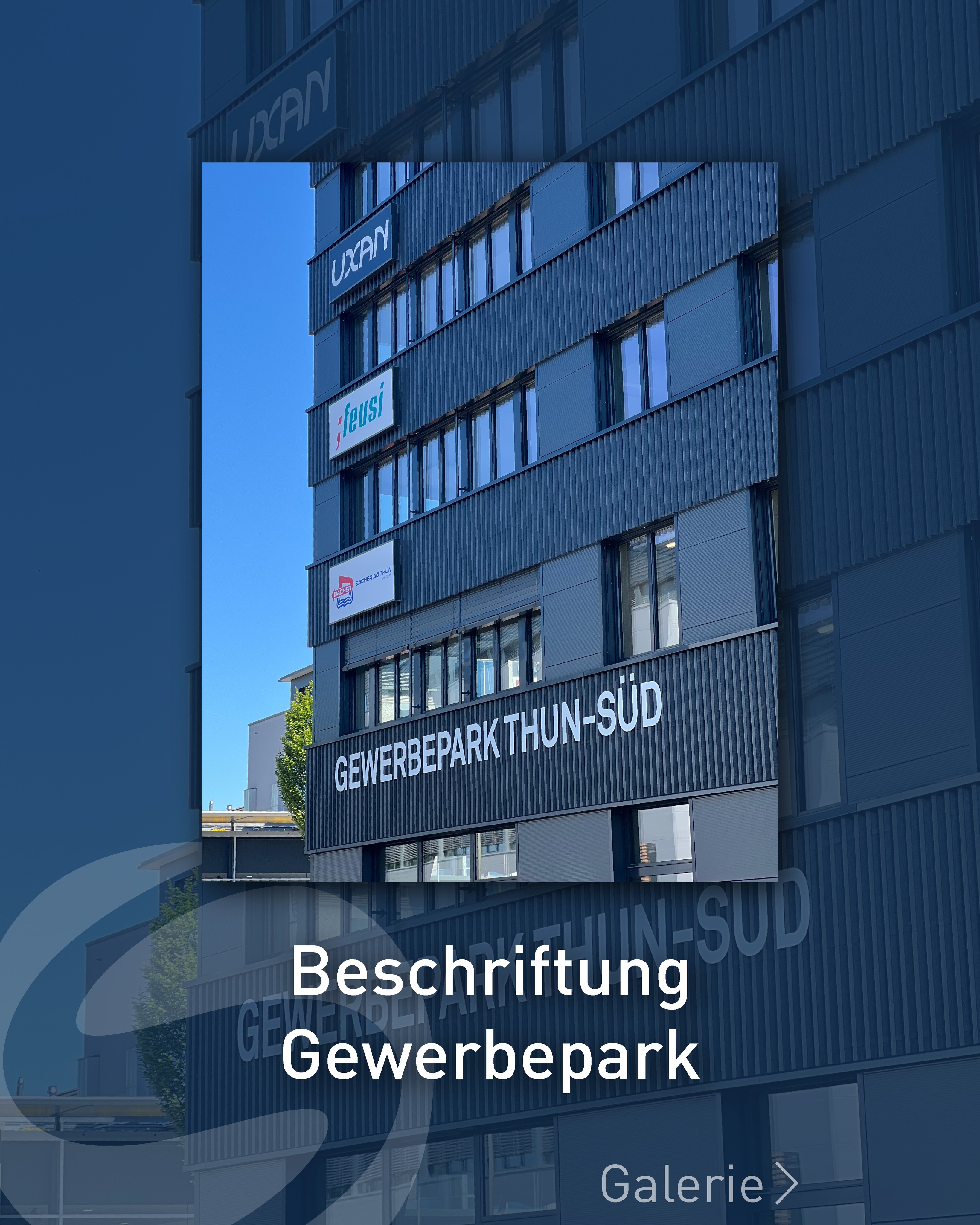 Der Gewerbepark Thun-Süd ist von Aussen und Innen neu beschriftet.
Das Spektrum reicht von Leuchtkästen und 3D-Schriften über Stockwerkbeschriftungen und Signaletik bis zu Parkplatzschildern.
—————————
#werbetechnik #marketing #folierung #signaletik #lichtwerbung #gebäudebeschriftung