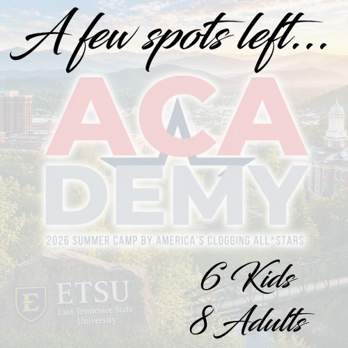 We have a few Kids & Adult spaces remaining for the 2026 ACAdemy! It’s not YET too late to register.
www.americascloggingallstars.com/academy