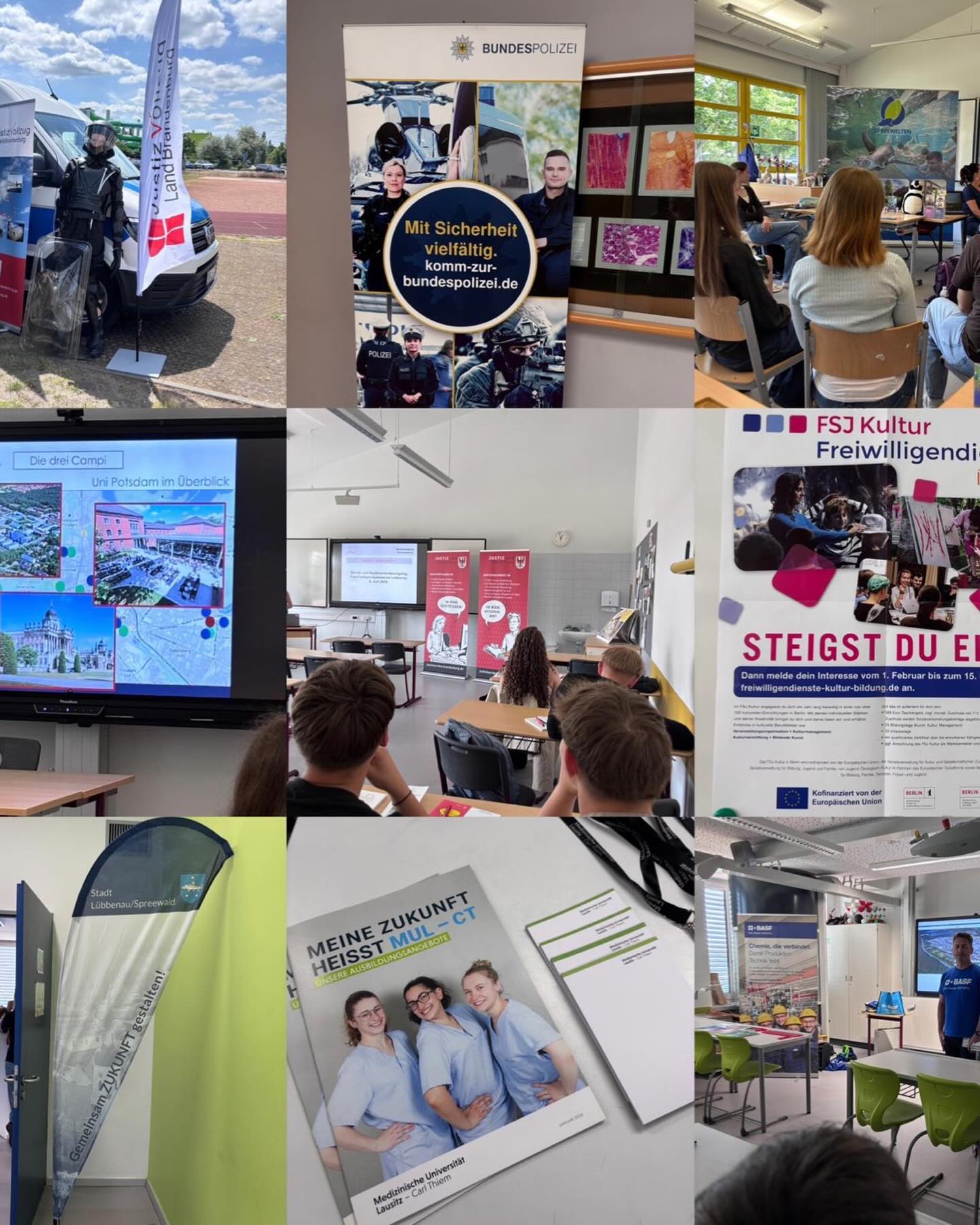 🎓 Rückblick auf unseren Berufs- und Studienorientierungstag 08.06.2026 🎓
Ein spannender und abwechslungsreicher Tag liegt hinter uns!
Unsere Schülerinnen und Schüler der Jahrgangsstufen 9 bis 11 konnten zahlreiche Einblicke in Ausbildungsberufe, Studiengänge und berufliche Perspektiven gewinnen. In persönlichen Gesprächen, Präsentationen und Fragerunden wurden viele wertvolle Erfahrungen gesammelt und Zukunftspläne konkretisiert.
Ein herzliches Dankeschön gilt allen Unternehmen, Institutionen und öffentlichen Arbeitgebern, die sich die Zeit genommen haben, ihre Berufe und Karrierewege vorzustellen. Durch Ihr Engagement, Ihre Offenheit und Ihre praxisnahen Einblicke haben Sie diesen Tag zu einem besonderen Erlebnis gemacht.
Ebenso danken wir den Schülerinnen und Schülern des Jahrgangs 11 sowie allen beteiligten Kolleginnen und Kollegen für die Unterstützung bei der Organisation und Verpflegung.
Wir freuen uns bereits auf den nächsten Berufs- und Studienorientierungstag im Juni 2027!
📸 Fotos: C. Muth / PFG Lübbenau
#Berufsorientierung #Studienorientierung #ZukunftGestalten #PFGLübbenau #BerufswahlAusbildungStudium