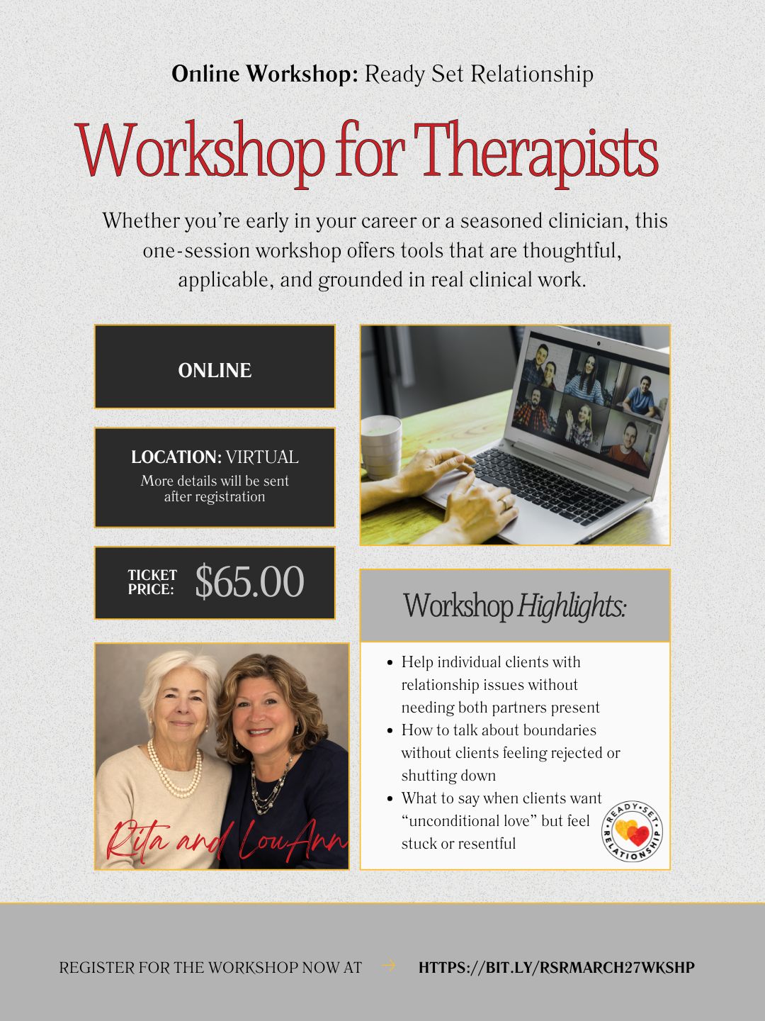 Therapists, you don’t have to navigate the complexities of modern relationships alone.
Join a thoughtful, supportive space where you can deepen your skills, share perspectives, and walk away with tools that truly make a difference for your clients.
Reserve your spot: https://www.readysetrelationship.com/event-details/workshop-for-therapists-2026-06-19-10-00
#TherapistCommunity #MentalHealthSupport #RelationshipWork #ClinicalSkills #GrowthInPractice