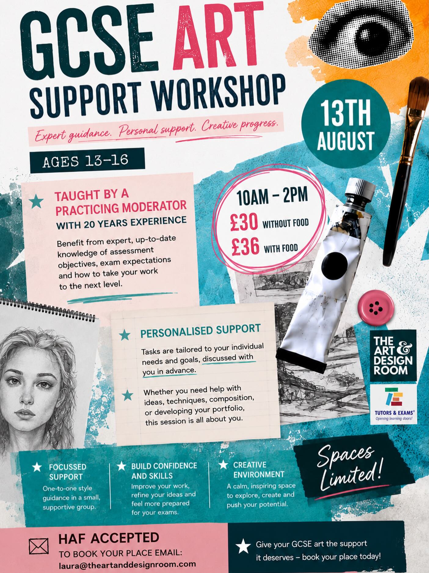 🎨 GCSE ART SUPPORT WORKSHOP 🎨
Need help taking your GCSE Art work to the next level?
Join my GCSE Art Support Workshop on 13th August at Bulkington Community Centre.
🖌 Ages 13–16
⏰ 10am–2pm
📍 Bulkington Community Centre
Led by a practising moderator with 20 years of teaching and examining experience, this workshop offers support tailored to each student’s individual needs.
Before the session, we’ll discuss what support is needed so students can work on:
✨ Developing ideas
✨ Improving sketchbooks and portfolios
✨ Refining techniques
✨ Composition and presentation
✨ Building confidence ahead of coursework and exams
Every student receives a bespoke programme designed to help them make meaningful progress.
💷 £30 without food
💷 £35 with food
✅ HAF accepted
Spaces are limited to ensure plenty of individual support.
To book or find out more, email:
📧 laura@theartanddesignroom.com
#GCSEArt #ArtWorkshop #Warwickshire #Bulkington GCSESupport