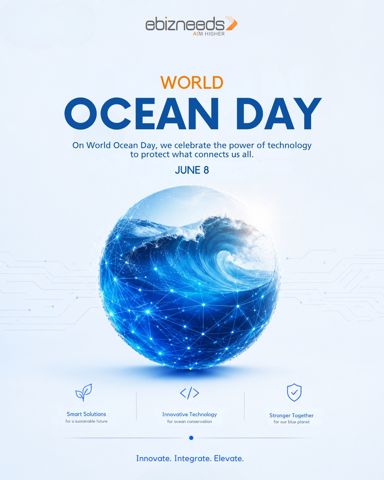 Oceans connect the world, just as technology connects people.
On World Ocean Day, let's recognize the importance of preserving our oceans, the lifeblood of our planet and a vital resource for future generations. Sustainable choices today create a better tomorrow for all.
#WorldOceanDay #eBizneeds #Sustainability #BluePlanet #OceanConservation #SaveOurOceans #TechForGood #InnovationWithPurpose #EnvironmentalResponsibility #FutureReady