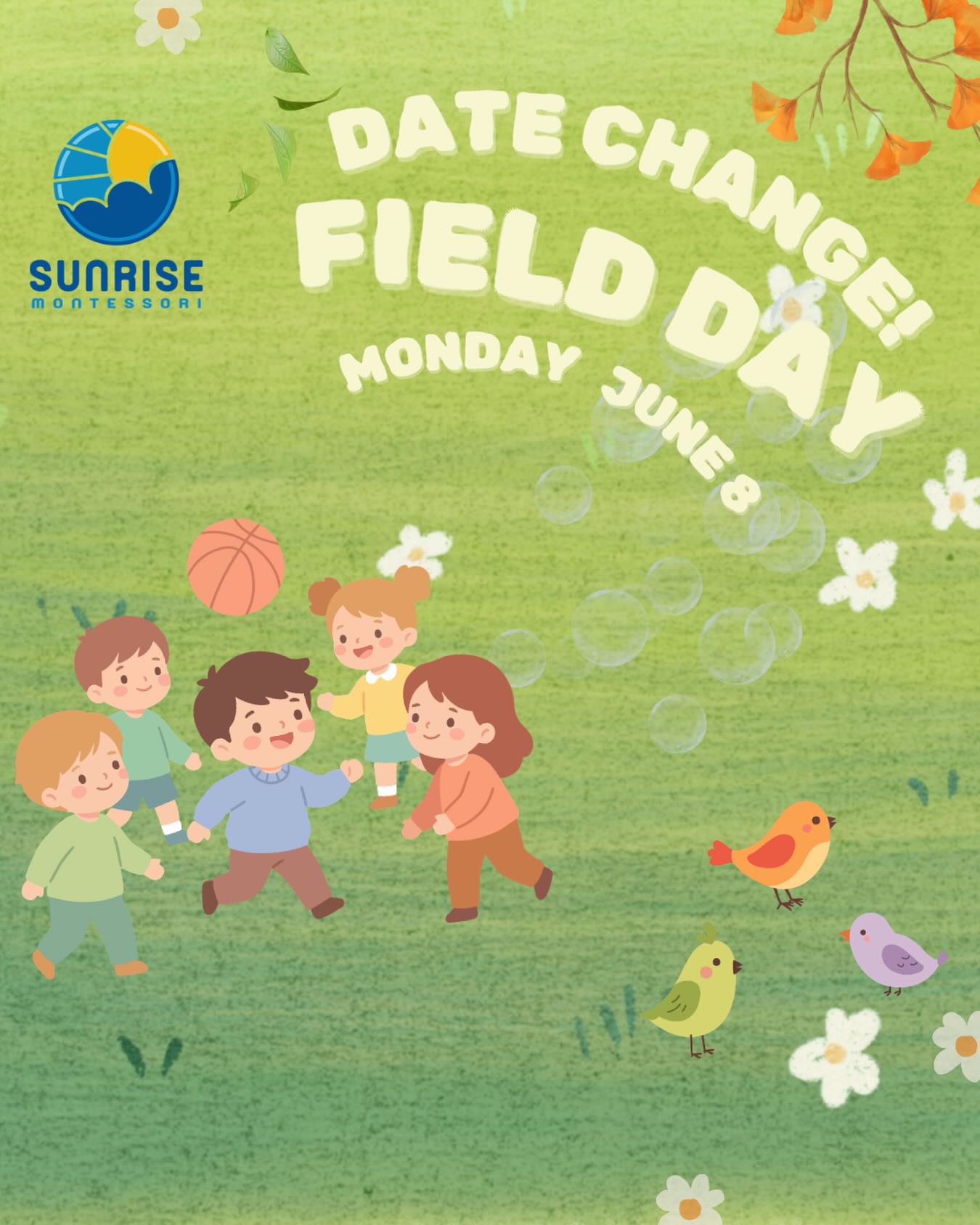 📢 Field Day Date Change! ☀️
Due to the forecasted high temperatures on Wednesday, we have rescheduled our Field Day to Monday, June 8th.
It looks like it will be a perfect day for outdoor fun, games, and activities! We can’t wait to enjoy this special day together. 🎉🌳💛