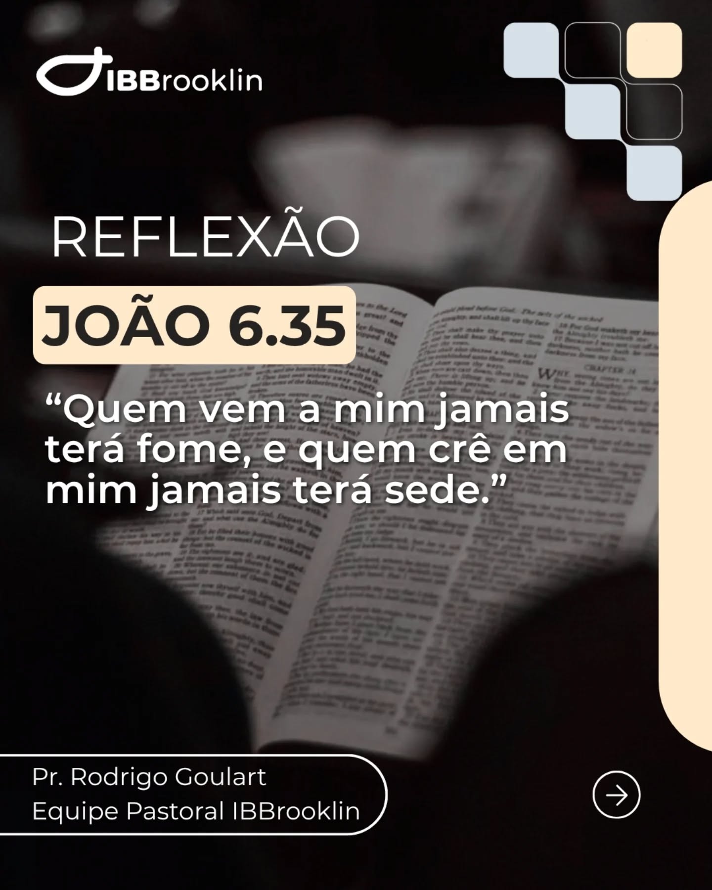Em um mundo que oferece tantas soluções passageiras, Jesus nos convida a encontrar nele aquilo que realmente satisfaz.
A fome e a sede do coração não são preenchidas por conquistas, bens ou reconhecimento, mas pela presença daquele que é o Pão da Vida.
Que esta reflexão nos lembre de buscar diariamente aquele que sustenta nossa fé, renova nossas forças e oferece a vida eterna.
Leia, reflita e compartilhe. 🤍
#reflexaobiblica