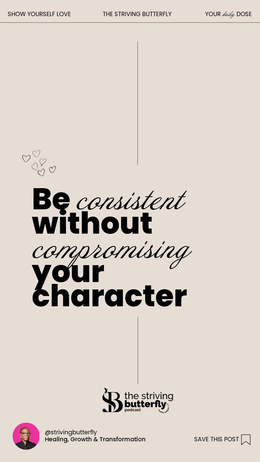 June reminder 🤍 You can be consistent without compromising your character.
You can grow without losing yourself.
This week’s affirmations are all about being intentional, showing up with purpose, and protecting your peace while you keep becoming.
Save this for the week ahead, share with someone who needs it, and follow for more faith, healing, affirmations, and encouragement.
#JuneAffirmations #WeeklyAffirmations #ConsistencyWithoutCompromise #IntentionalLiving #TheStrivingButterfly