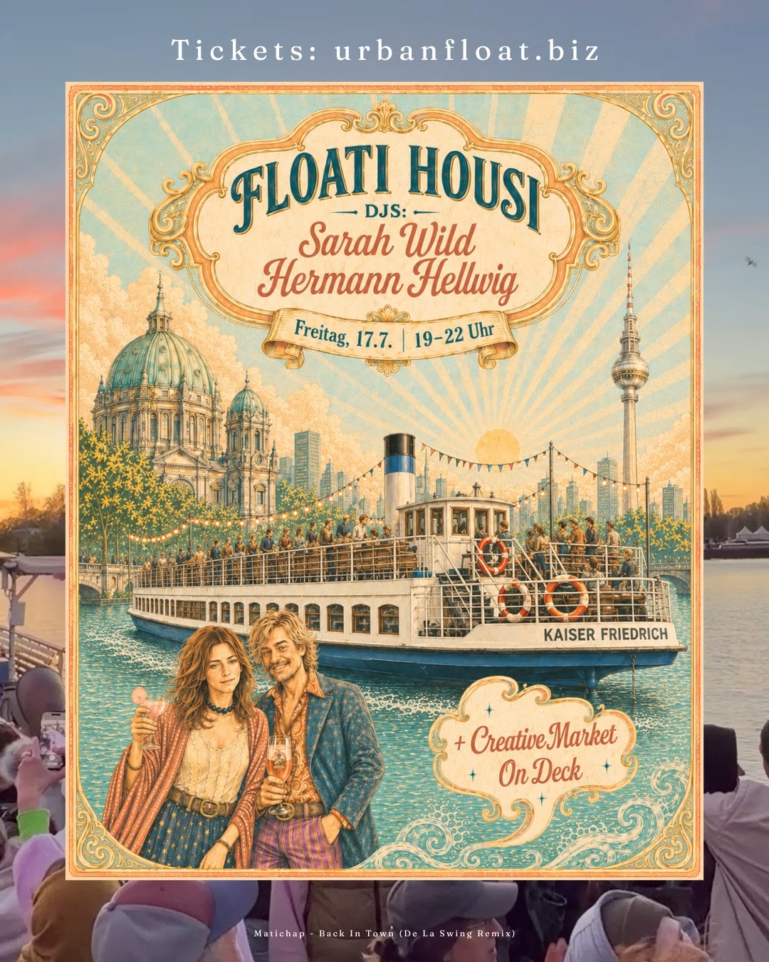 FLOATI HOUSI AM 17.07 mit @sarahwild_music & @hermann_hellwig aufm @kaiser_friedrich_dampfer
Kommt vorbei und verbringt mit uns einen juten Freitagabend auf der Spree! 🌊✨
Freut euch auf disco disco, eine entspannte Atmosphäre und tolle lokale Künstler:innen, die ihre Kunst, ihren Schmuck und viele weitere kreative Werke präsentieren.
Wir freuen uns auf: 🎶🎨💎 @smilte.svilpaite , @kokona.fashion.art , @subversive_intellect & @Herzbluthandwerkstattkunst und vielleicht dir? <3
