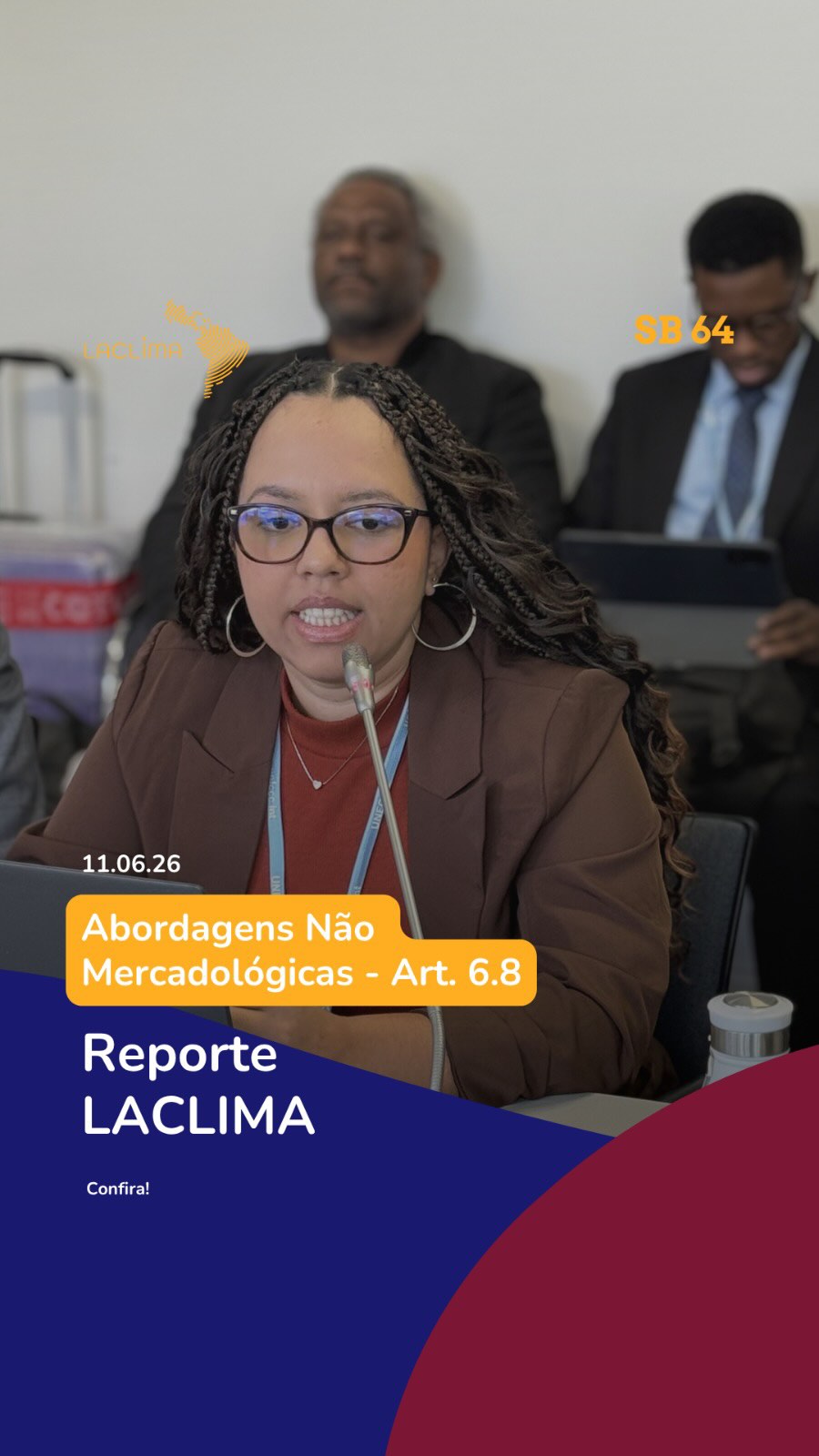 Direto de Bonn!
2º Reporte da LACLIMA com a sociedade civil e partes interessadas.
Julia Stefany traz um panorama geral sobre a agenda das Abordagens não mercadológicas - Art. 6.8 na SB 64.
Confira!
Obs: As legendas foram geradas automaticamente pelo Instagram e podem conter imprecisões ou erros de transcrição.