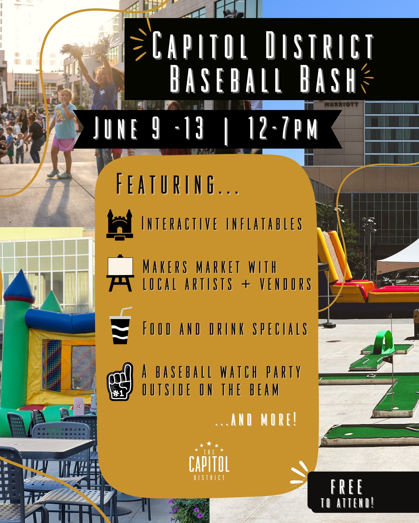 We're just TWO days away from the Capitol District Baseball Bash! ⚾
Whether you're in town for SlumpBuster (@tcsports), staying downtown, or looking for a fun family outing, join us June 9–13 for baseball on The Beam, a kid's zone with inflatables and water stations, local vendors, food and drink specials, and more.
⚾ Capitol District Baseball Bash details: link in bio!
⭐ SlumpBuster Festival Night details: @tcsports
Hosted by @brunchboxomaha