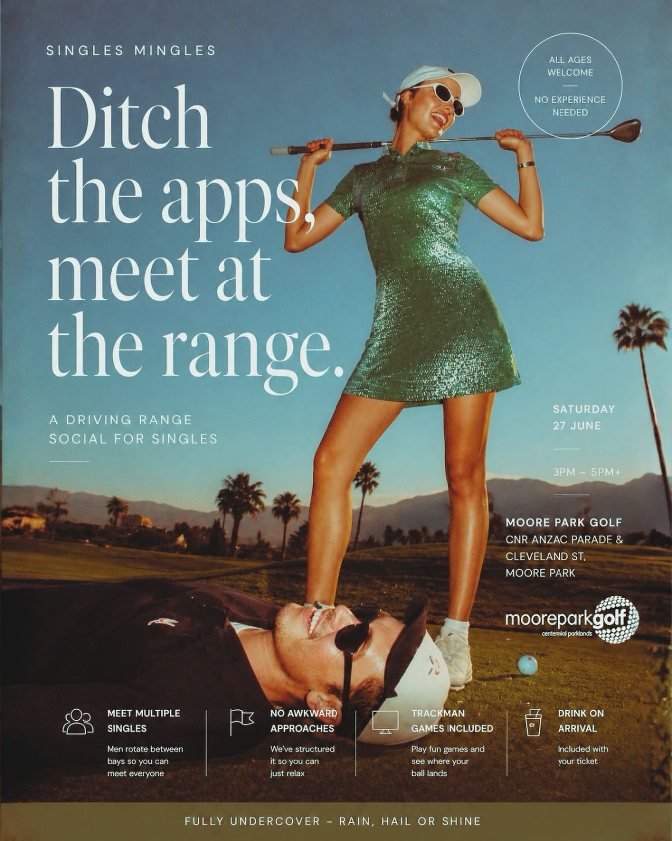 Hit something other than the dating apps? ⛳️
Join us @mooreparkgolf driving range for a fun afternoon of golf, games, laughs and meeting new people. No golf skills required
#golf #single #singlesevent #singlesminglesaustralia #sydney