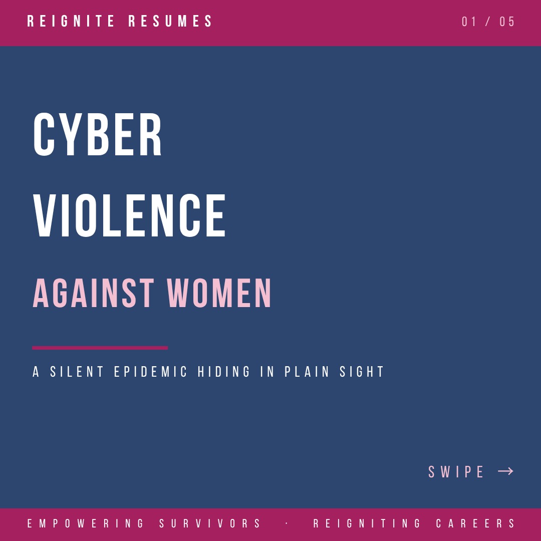 Did you know that cyberviolence against women is an epidemic hiding in plain sight?
Check out our post to learn more about what cyberviolence against women is and for some tips to protect yourself.
#reigniteresumes #npo #nonprofit #youthled #femaleled #resume #resumes #recruitment #domesticviolence #ipv #youthleaders #youthleadership #domesticviolenceawareness #cyberviolenceawareness