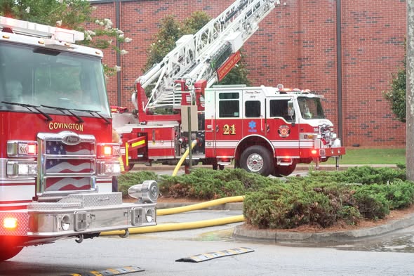 Covington Fire Department responded to an initial fire alarm yesterday at 12170 Lockridge Blvd. Upon arrival, crews observed smoke coming from the roof and immediately began investigating and addressing the situation. Firefighters worked quickly to assess conditions and ensure the safety of the area.