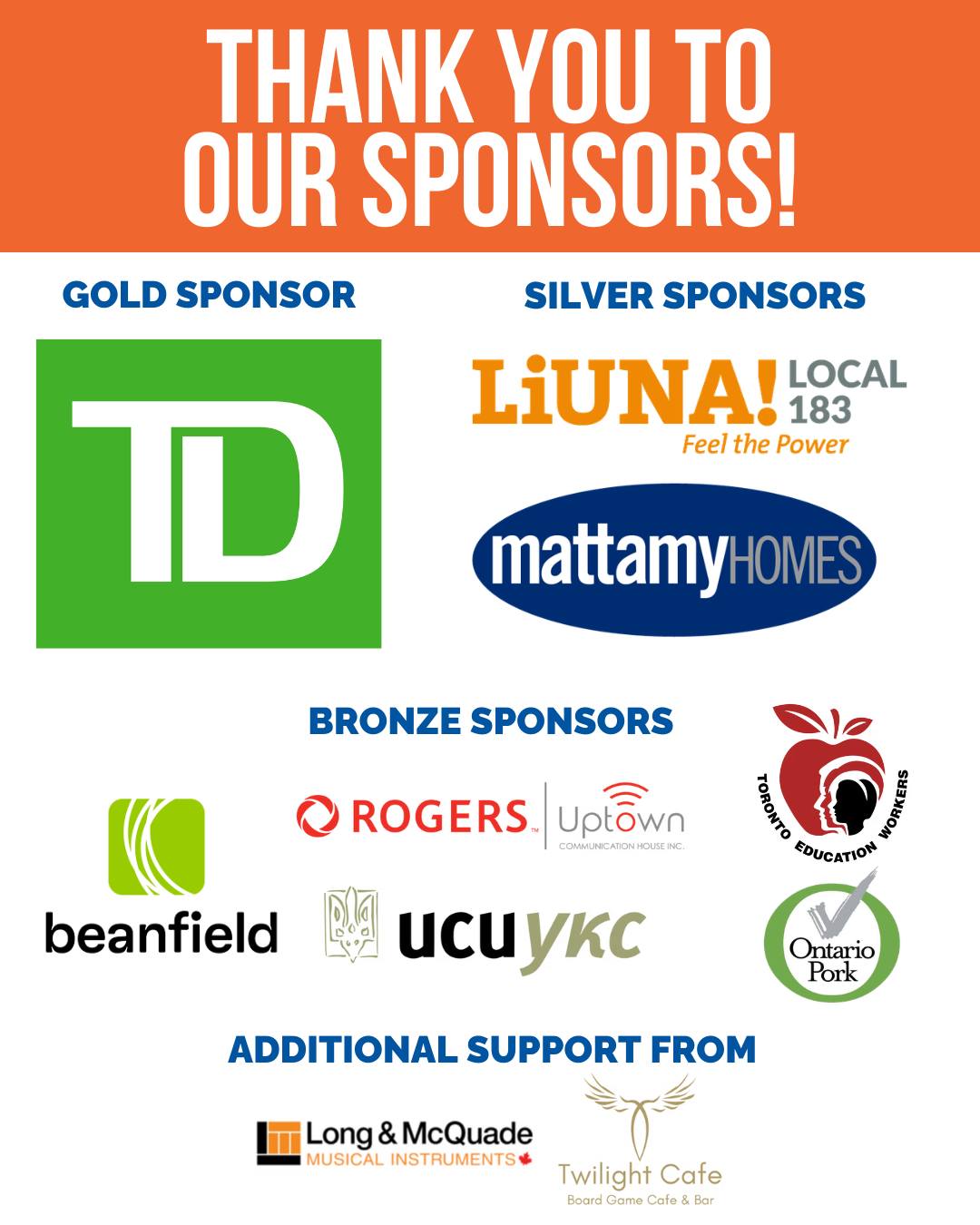 As another Taste of North York has come to a close we'd like to thank our sponsors once again who helped make this event possible!
We're grateful to our Gold sponsor @td_canada and the local branches who animated the square with fun activities yesterday as well as our Silver Sponsors @liuna183 and @mattamyhomes !
Thank you to our bronze sponsors who were present with us throughout the weekend including @beanfieldcanada , @ucuykc , @rogersuptownys , @torontoeducationworkers and @ontariopork .
A special shoutout to the additional support from the North York @longandmcquade and @twilightboardgamecafe who helped power our volunteers!
Behinds these companies are amazing people who care about our community, events like ours and the work that NeighbourLink does year round! Check them out!
#WeLoveWillowdale #NeighboursHelpingNeighbours #Community #NorthYork #TasteofNorthYork #ToNY2026 #torontoevent #foodie