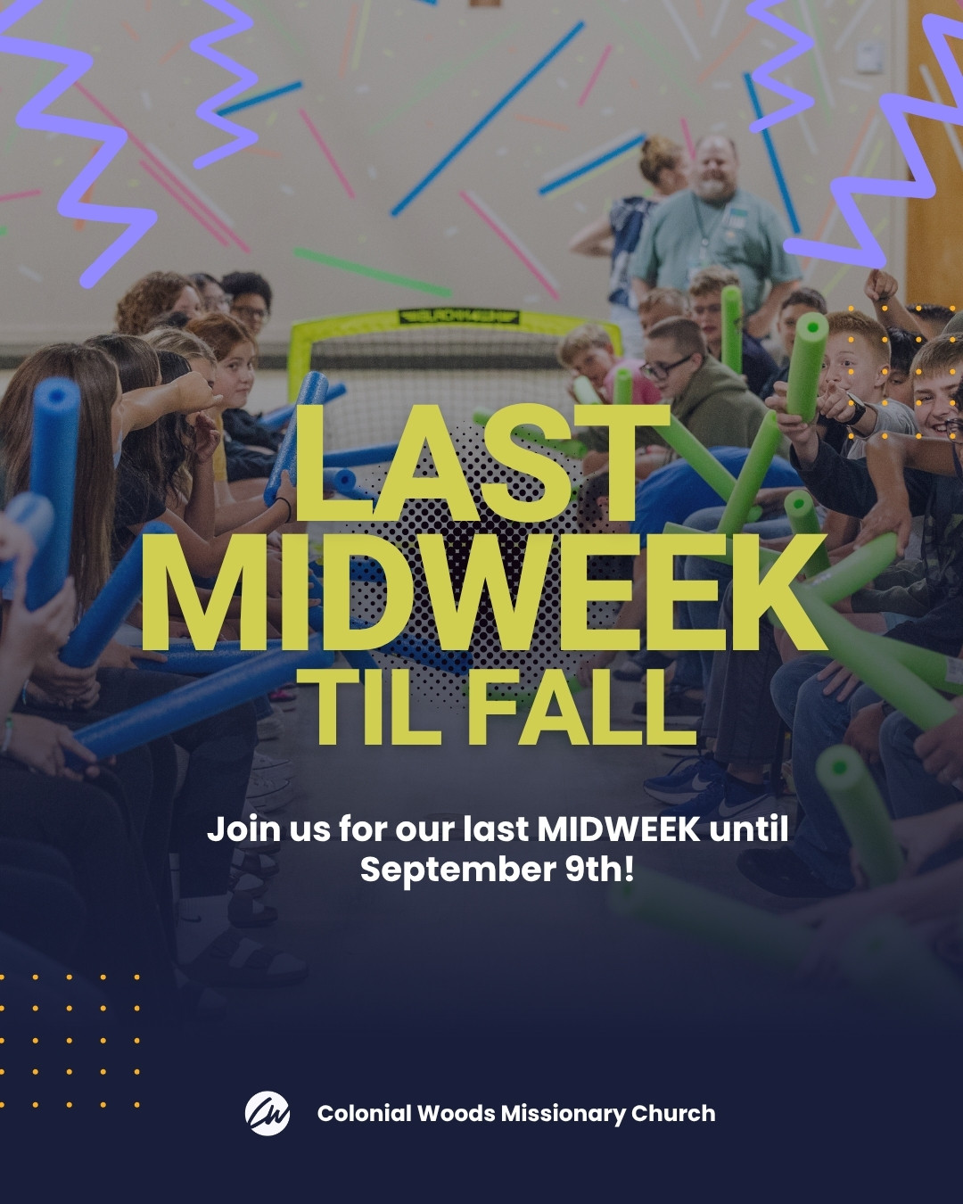 Tonight is our last Midweek until the fall and it's going to be a special one that you don't want to miss!!
🧒 6:30pm --- Children's Ministry (Infants-3rd Grade) will "Spring into Summer"! Join us tonight for special classes and activities to celebrate a great year of growing in our faith!
😎 6:30pm --- Club45 (4th + 5th Grade; starting on the 3rd Floor) will be having a special final Midweek with games, games and more games!
🔥 6:30pm --- MSM (6th - 8th Grade; meeting in the Gym) is having a ROYAL RUMBLE- a final competition between the leaders and the students with games like the Gauntlet, the Eliminator and Dodgeball.
👏 6:30pm --- HSM (9th - 12th Grade; meeting in the Venue) is having a School's Out Party with games, snacks, music and time hanging out!
📖 6:45pm --- And for the adults, it will be the final teaching on the book of Philippians at Midweek Study in the Worship Center.
See you at MIDWEEK!