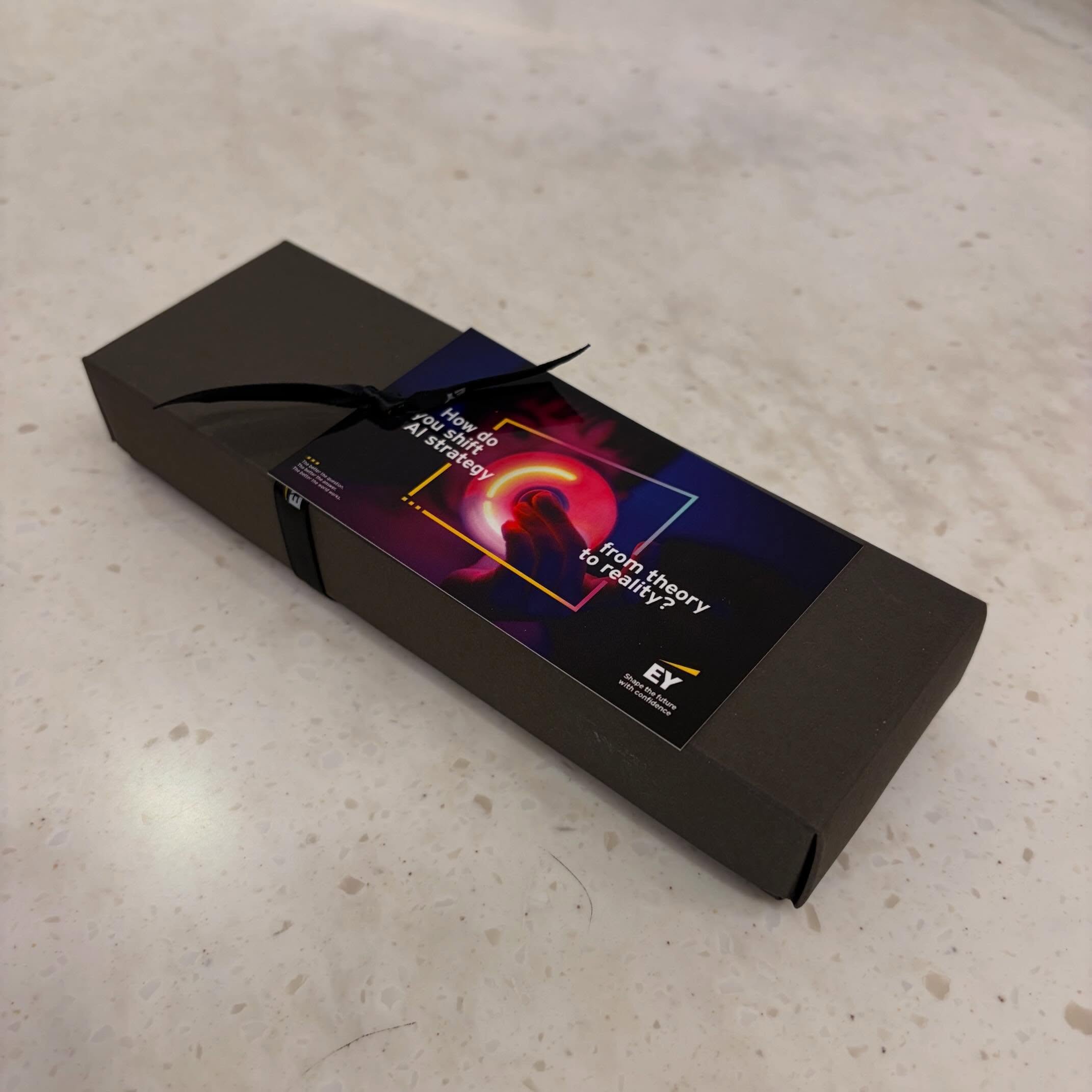 Looking for a branded gift… we can sort that for you with either printed tags or wraps for our truffle boxes. Here’s one we did last week for EY for a special event. Get in touch with Niamh via email 📧 for more info.