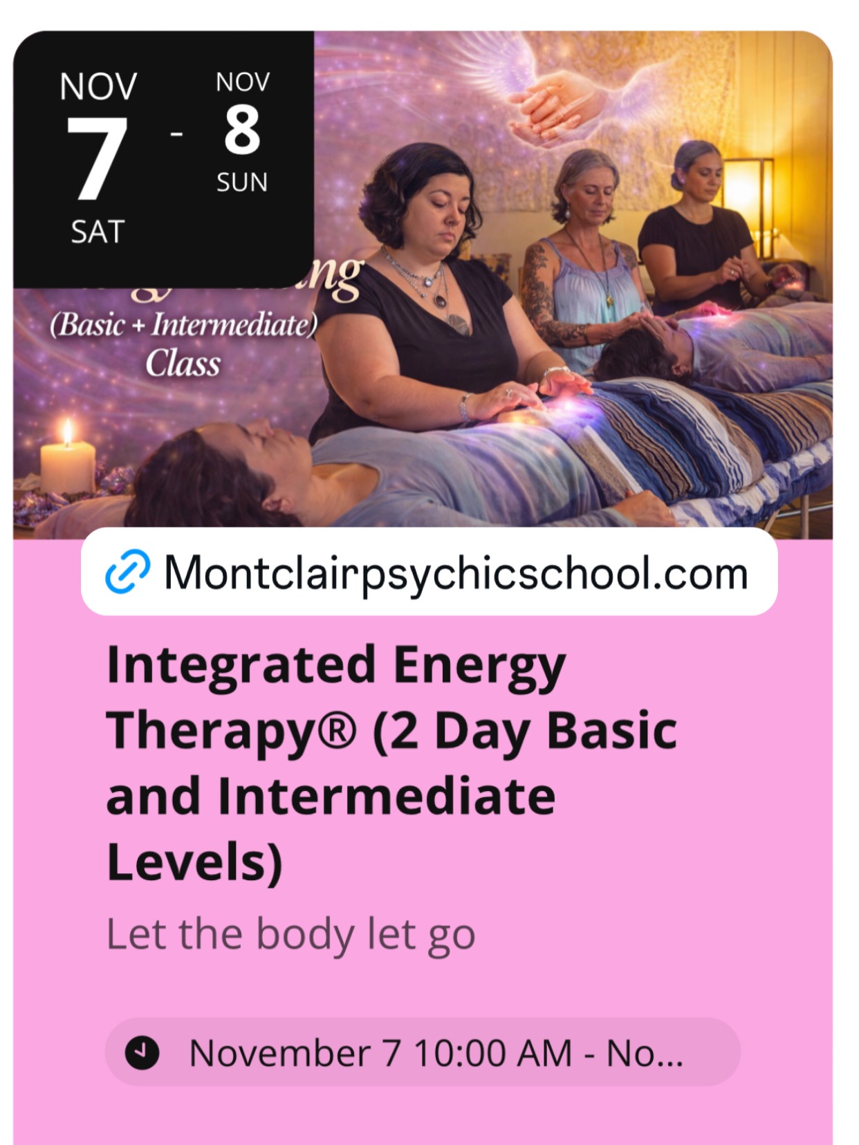 IET NEWS:
Next round of Basic/Intermediate Intensive at
November 7 10:00 AM - November 8 5:00 PM.
Advanced IET Saturday, December 5 10:00 AM
Montclair Psychic School/NJ Reiki Center
147 Livingston St. Clifton NJ, 07013
Practice session for IET new student/ practitioners on June 27,2026 10:30-12:30
Links for all in my bio