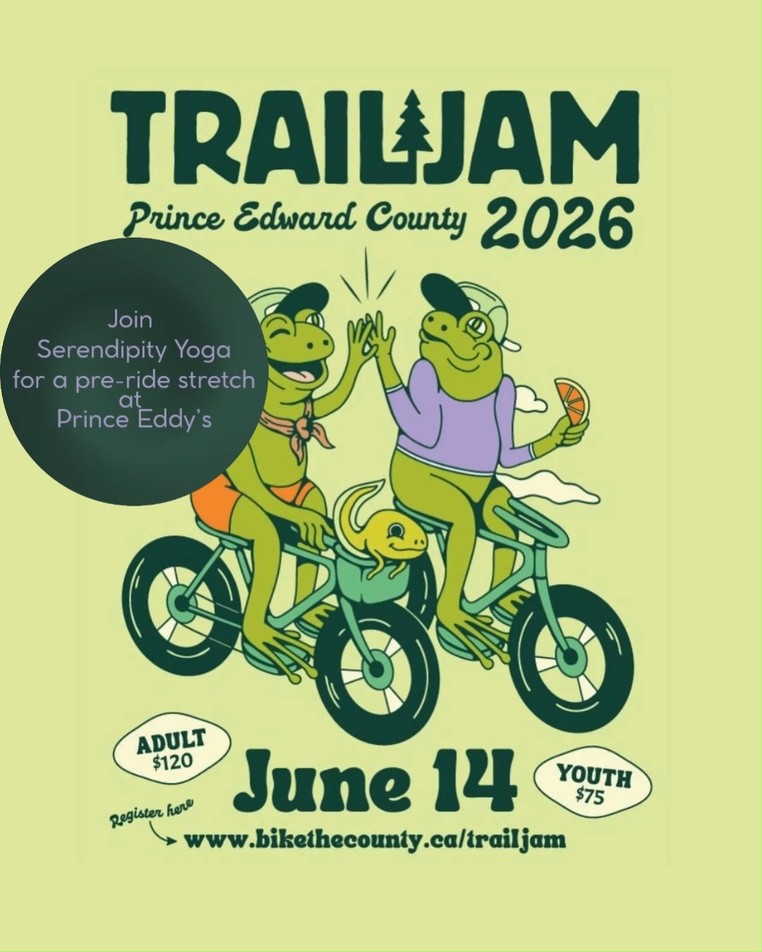 Trail Jam is back this Sunday!
Before you hit the Millennium Trail for 23 or 46 km of riding, join Jeff from Serendipity Yoga at Prince Eddy's for a pre-ride stretch designed to help you warm up, loosen up, and get your body ready for the adventure ahead.
Not riding? No problem! Jeff will be sticking around after the Trail Jam send-off for our weekly Yoga on Tap class at 11:00am. So, whether you're gearing up for a ride or simply looking to enjoy a Sunday morning yoga practice at the brewery, we've got you covered.
Trail Jam is all about community, movement, and celebrating one of Prince Edward County's greatest treasures. We can't think of a better way to start the day.
See you Sunday!
#TrailJamPEC
#MillenniumTrail
#SerendipityYoga
#YogaOnTap
#PrinceEddys