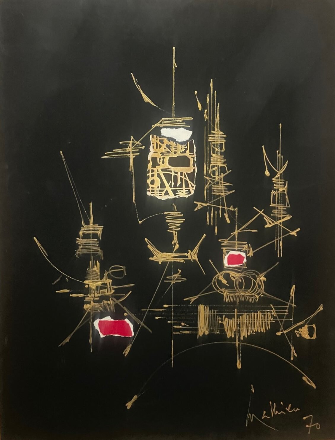 🎨 Georges Mathieu (1921–2012)
Rima
1970
Peinture dorée et collages sur cartoline noire
64,4 × 49,3 cm
Signée et datée en bas à droite
Titrée et datée au dos
Avec son attestation d’authenticité
✨ À vendre / For sale
🖼️ Exposition « L’art de l’estampe »
📅 Du 5 juin au 10 juillet
📍 Tous les jours sur rendez-vous
Portes ouvertes de l’exposition
📅 Samedi 13 juin
🕚 De 11h à 18h
Collection Stéphanie Peyrissac
📍 9 avenue de Lamballe, 75016 Paris
📩 contact@collectionstephaniepeyrissac.com
☎️ +33 (0) 6 11 72 55