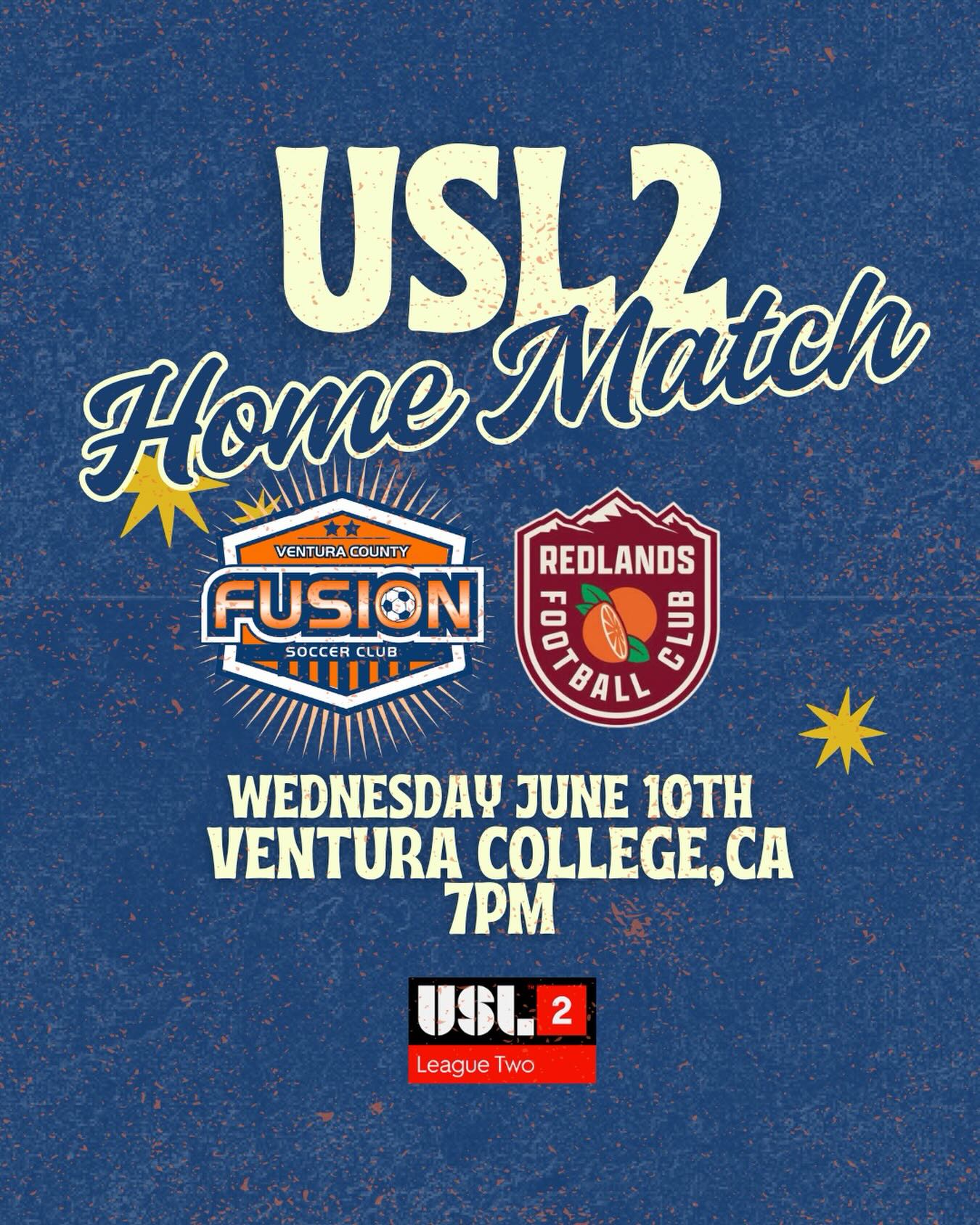 Join us Wednesday for our next home match vs Redlands FC
🆚 Redlands FC
📍 Ventura College
⏰ 7PM KO
@uslleaguetwo