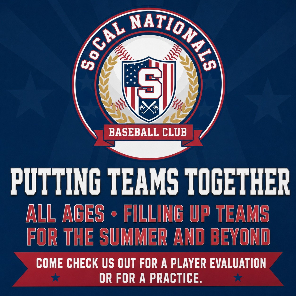Summertime and the baseball is easy... well, until you face our pitchers! ⚾🔥
We are officially PUTTING TEAMS TOGETHER for the summer and beyond! If you’ve got love for the game and are ready to take your skills to the next level, the SoCal Nationals front office wants to see YOU on the field.
We’re filling up rosters for all ages right now! Don't sit on the bench this summer—come out for a player evaluation or jump right into a team practice to see what we're all about.
Drop a 🧢 in the comments or DM us to lock in your spot! Let’s get to work!