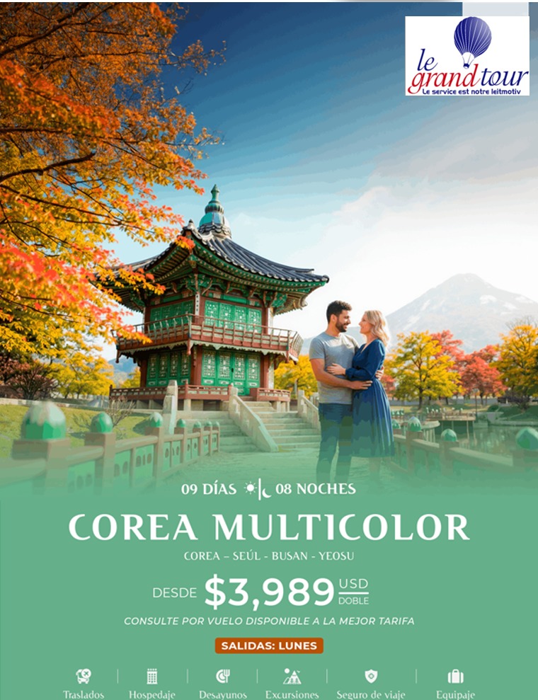 ¡De los palacios imperiales al ritmo del K-Pop! 🏯✨ Vive la magia de Corea del Sur. ¡Reserva hoy! ✈️
#ViajeACorea #Seul #KCulture