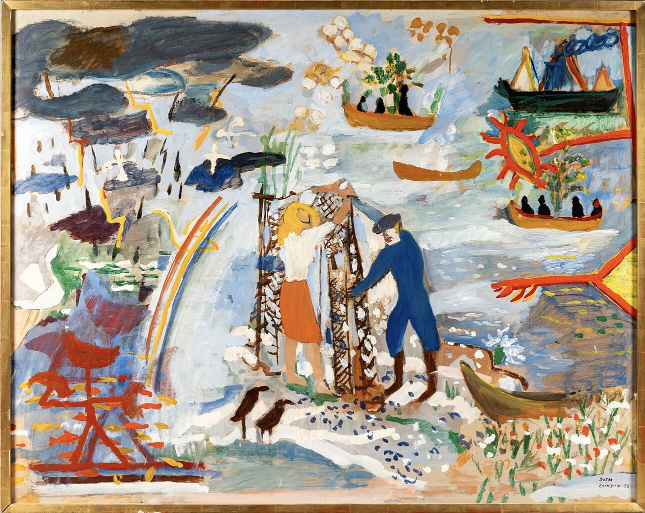 AVSLUTAS SNART: Missa inte chansen på denna fantastiska målning av Sven X:et Erixson.
5156059. SVEN X:ET ERIXSON. Olja på pannå, Figurscen, Signerad och daterad 1953.
För att lägga bud gå in på Auctionet.com och sök på föremålsnummer 5156059. Länk till våra auktioner finns även i bio.
Det aktuella verket är en mindre version av en målning utförd till passagerarfartyget M/S Stockholm av Svenska Amerika Linien.
Aktuellt med x:et just nu är en stor sommarutställning med verk ur Lars Lerins privata samling av Sven X:et Erixson. Den visas just nu på Sandgrund Lars Lerin i Karlstad.
#svenxeterixson #norrlands #larslerin #konst #art #auctionet #umeå #umea #norrlandsauktionsverk #preloved #auction #auktion #secondhand #sandgrund