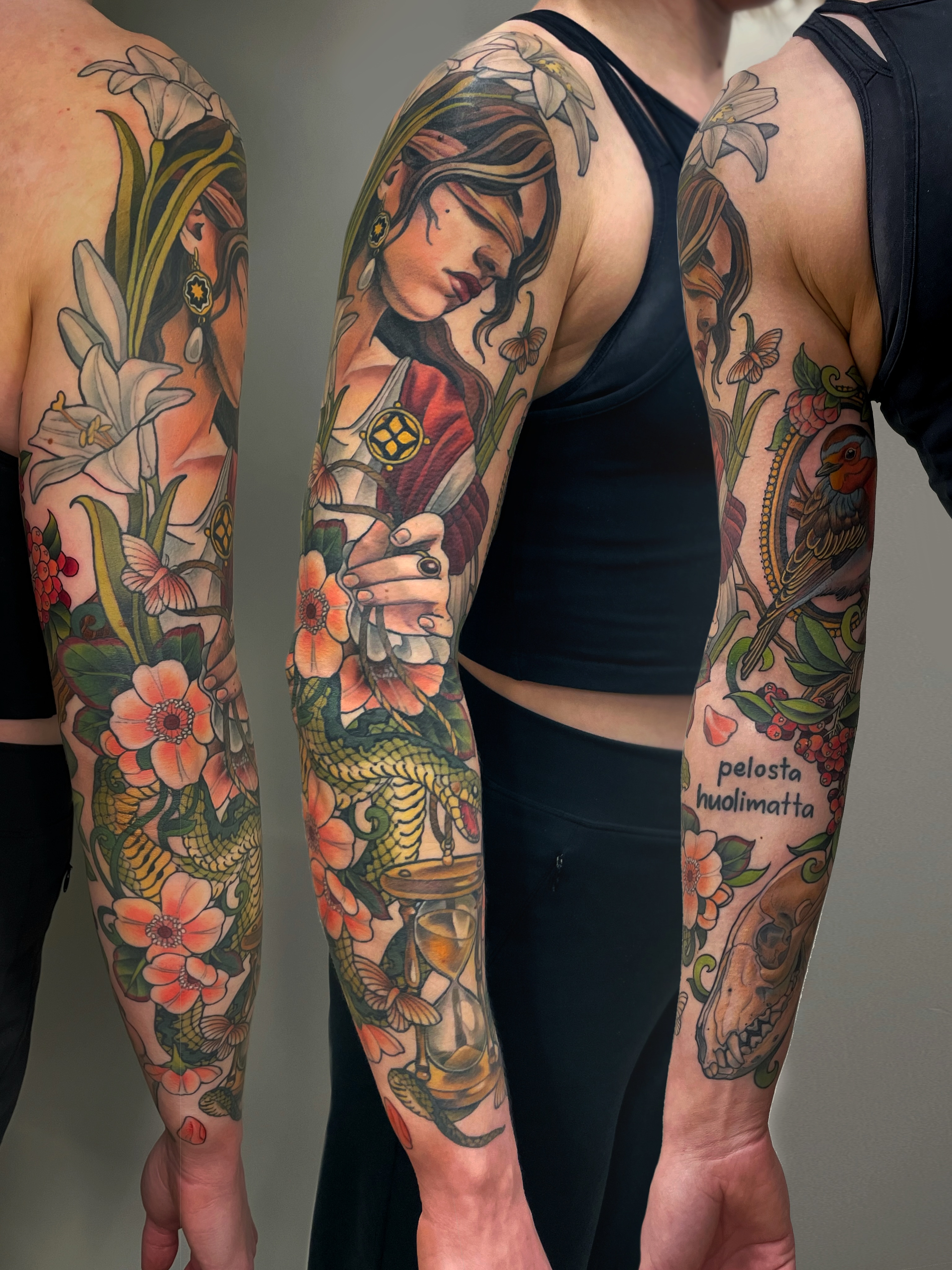 Mostly healed sleeve I’ve forgot to post! ✨ Loved every minute tattooing this, thanks Elli 🙏🏻🖤 (text tattoo not by me)
#tattoo #sleevetattoo #neotrad
