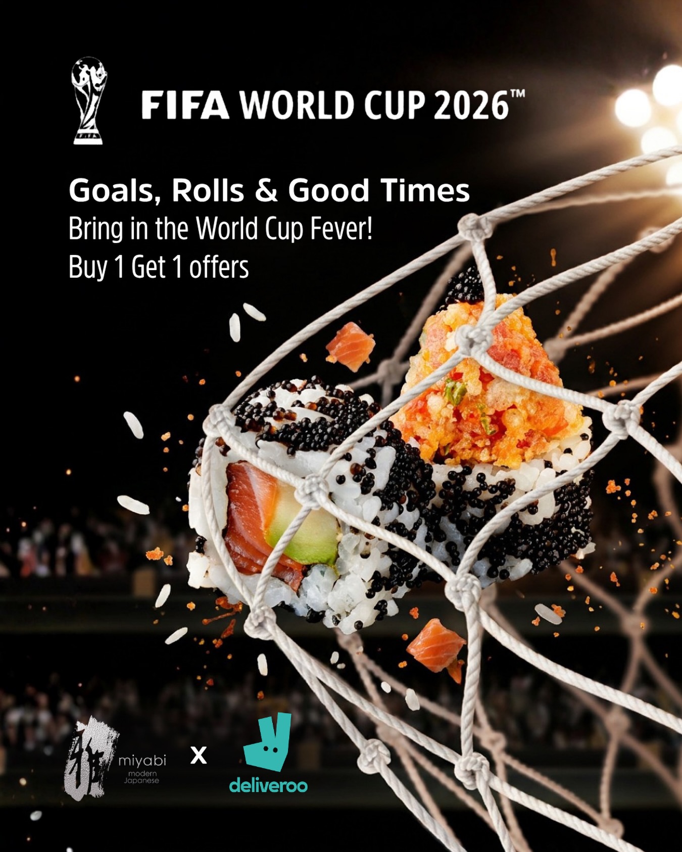 ⚽ FIFA fever is here
🍣 Buy 1 Get 1 on @deliveroo_ae
More sushi. More matches. More reasons to stay in.
✨ Order now. Link in bio.
#deliveroo #dubaifoodie #fifa26