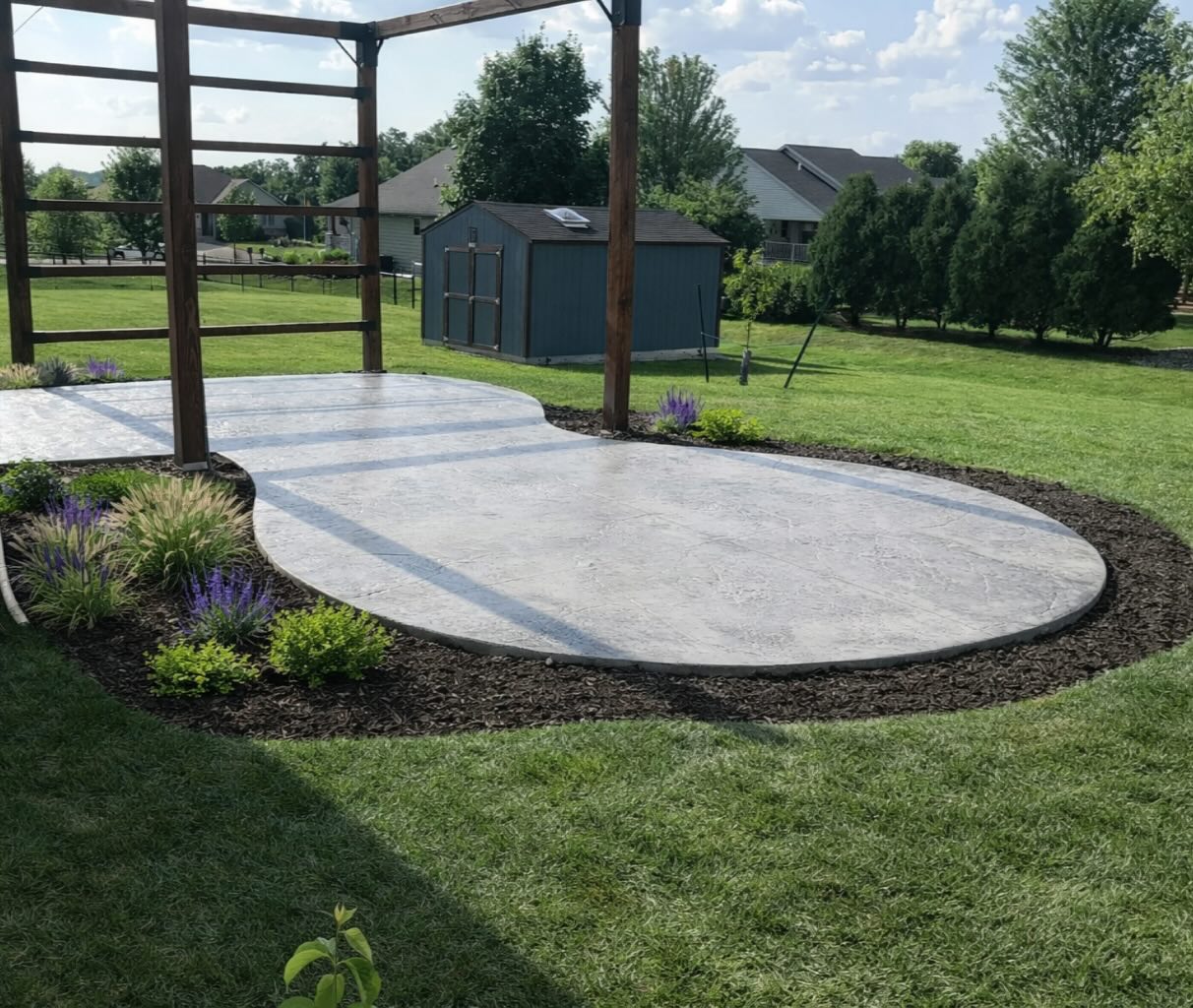 Every curve, texture, and finish was intentionally designed to enhance both the beauty and functionality of this backyard space ☀️
Stamp: Heavy Stone
Integral Color: None
Antique Release: Storm Gray
#stampconcrete #dsmhomes #homeimprovement #iowaconstruction