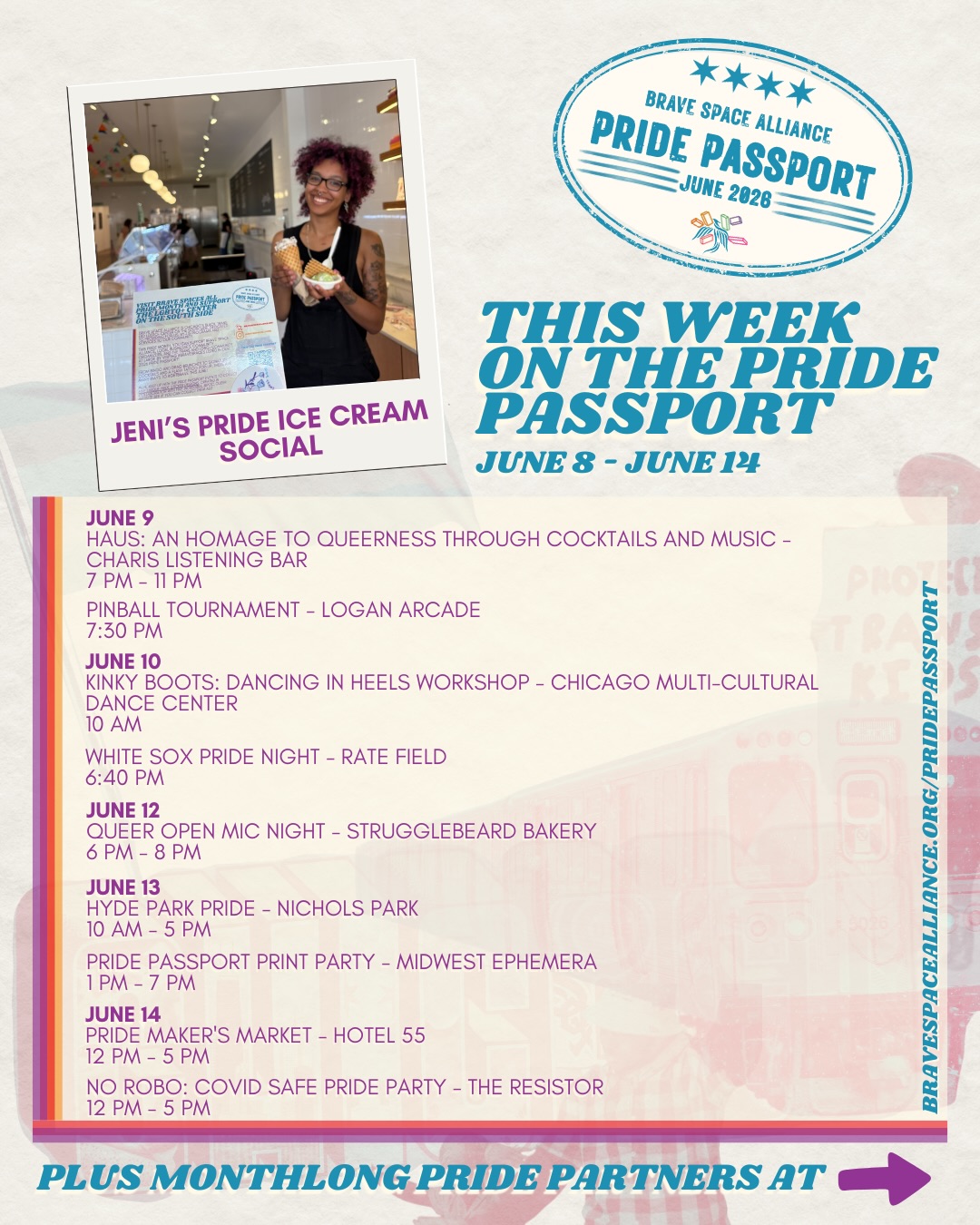 Pinball, Kinky Boots, and an homage to queerness through cocktails this week on the Pride Passport 💟🥂🏳️🌈🏳️⚧️
Stop by any of these great spots for Pride celebrations that give back to Brave Space Alliance! Plus, add to your collection of exclusive Pride Passport stickers 👀 (Have you collected them all yet?)
For more info on these events and all of our Pride Passport partners, visit bravespacealliance.org/pridepassport 🔗🧡
#pride #chicagopride #bravespacealliance #queerspaces #nonprofit