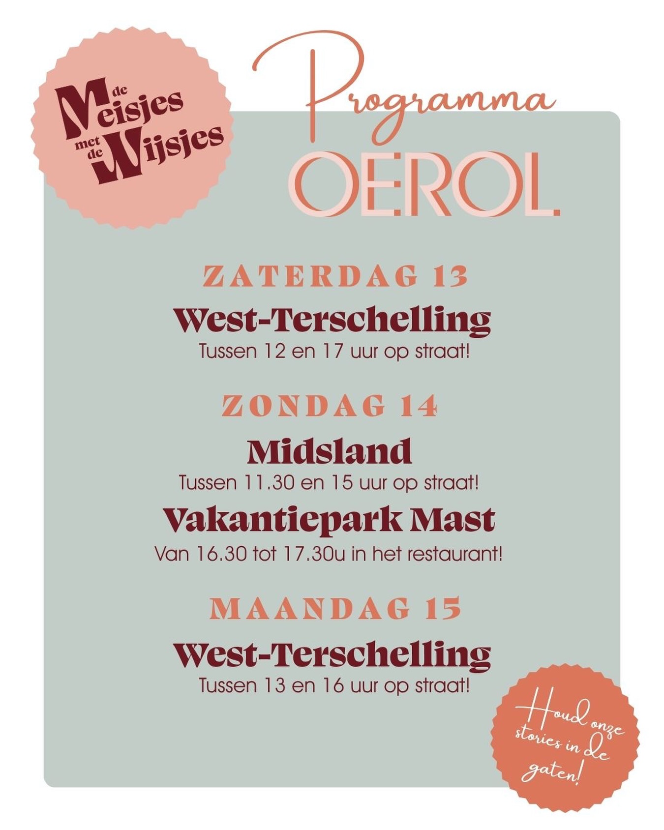 Joepie! Nog twee nachtjes slapen en dan zijn we weer op Oerol 🕺 Hierbij alvast ons (globale) programma, kun je daar verder alles omheen plannen 😜
Wie zien we dit weekend?
#oerol #straatact #zingenopstraat #livemuziek #optreden