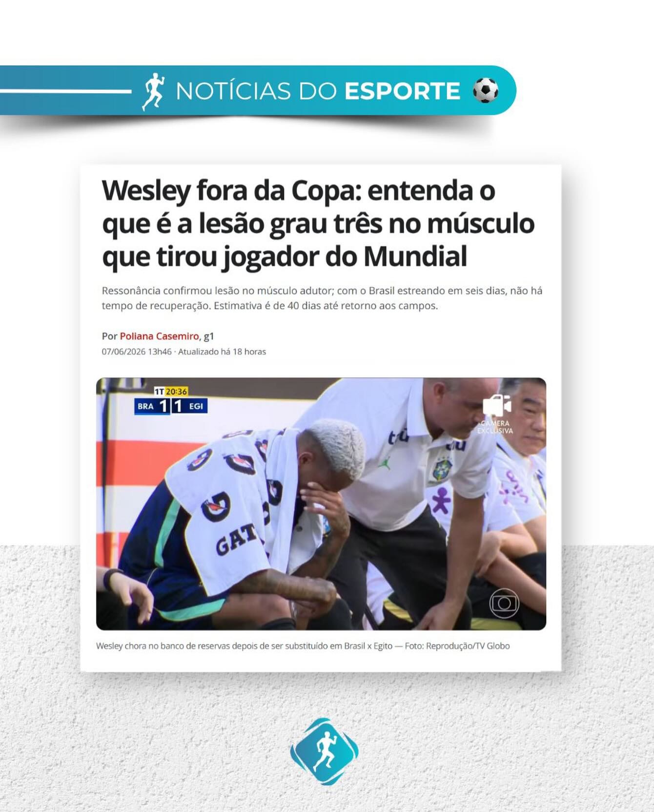 ⚽️ Lesões nos adutores, como a sofrida pelo lateral Wesley (principalmente no adutor longo), estão entre as mais frequentes no futebol profissional.
Esse tipo de trauma representa uma grande parcela das queixas na virilha e na coxa, especialmente durante movimentos explosivos como chutes, acelerações, mudanças de direção e frenagens bruscas.
No grau 3, ocorre uma ruptura significativa ou completa das fibras musculares, o que exige mais de 8 semanas de recuperação.
Respeitar esse período é fundamental, pois o risco de recidiva é alto quando o retorno acontece de forma precoce.
Força, Wesley! A equipe da Gravi Saúde deseja a você uma ótima e completa recuperação.
.
#lesaonacoxa #lesoesesportivas #futebol #ortopedistasp #gravisaude