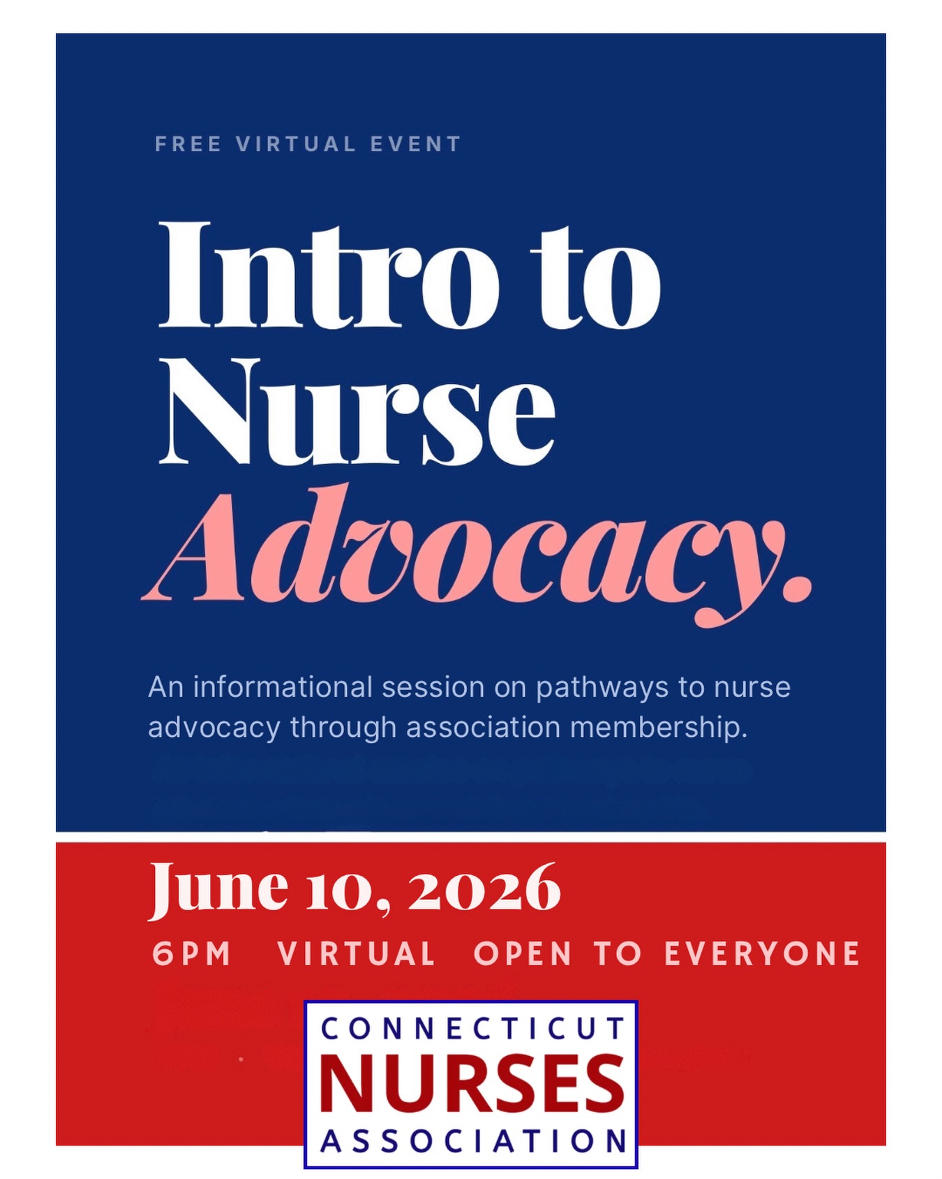 Nurses: your voice belongs in the room where policy is made š„
Join us for a free virtual intro session on nurse advocacy no experience, no membership needed. Just show up.
š
June 10, 2026
š 6PM Ā· Virtual Ā· Open to Everyone
Register on our website: CTNurses.org
#NurseAdvocacy #CTNurses #NursingCommunity #HealthcarePolicy