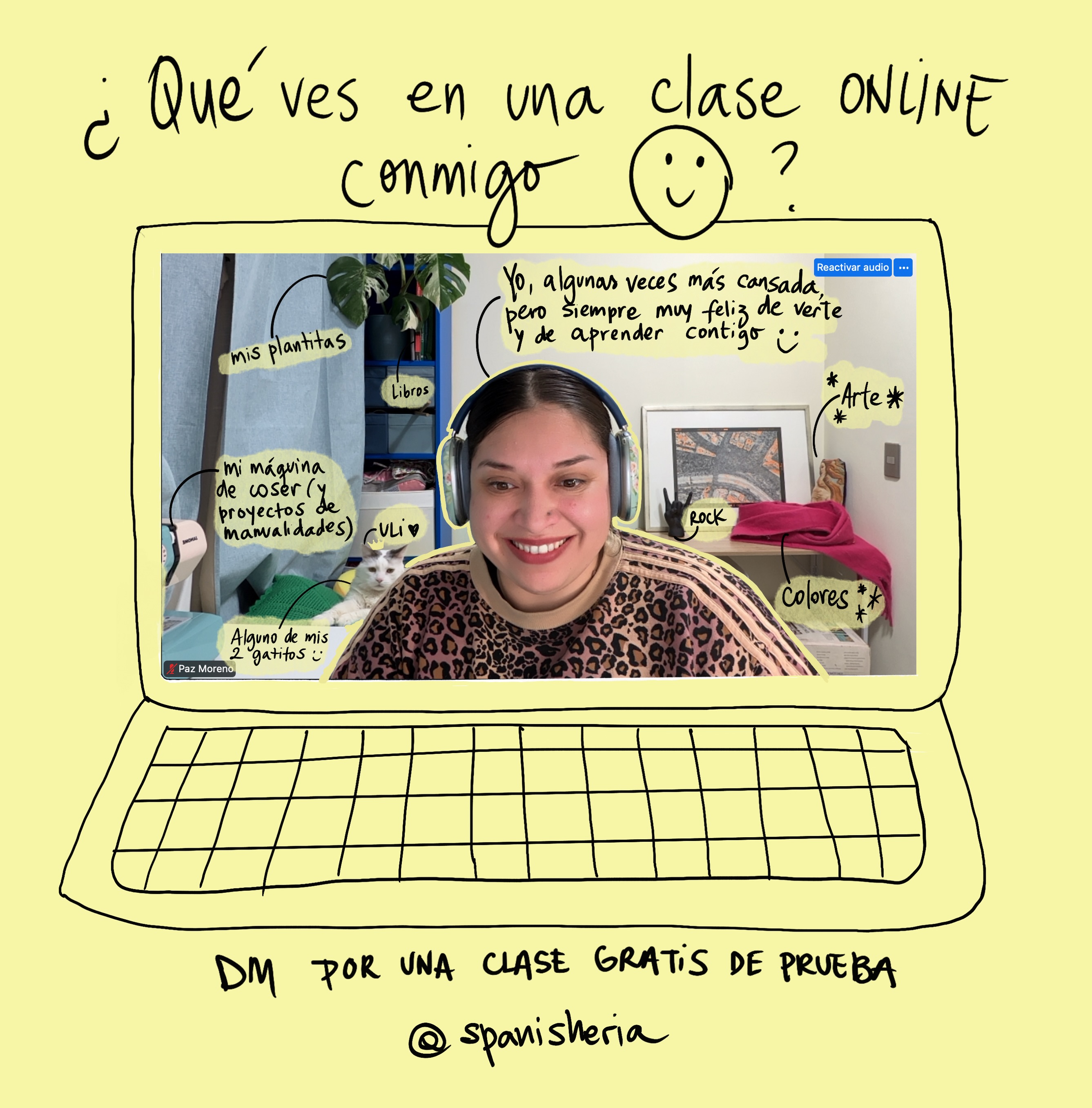 ¿Qué ves al otro lado de la pantalla cuando tienes una clase online conmigo? ✨👩🏻💻✨
🐻❄️🪴🖼️🛋️🧵📚🤓
💌 DM para una clase gratis de prueba ❤️🔥
#spanish #spanishlessons #onlineteacher