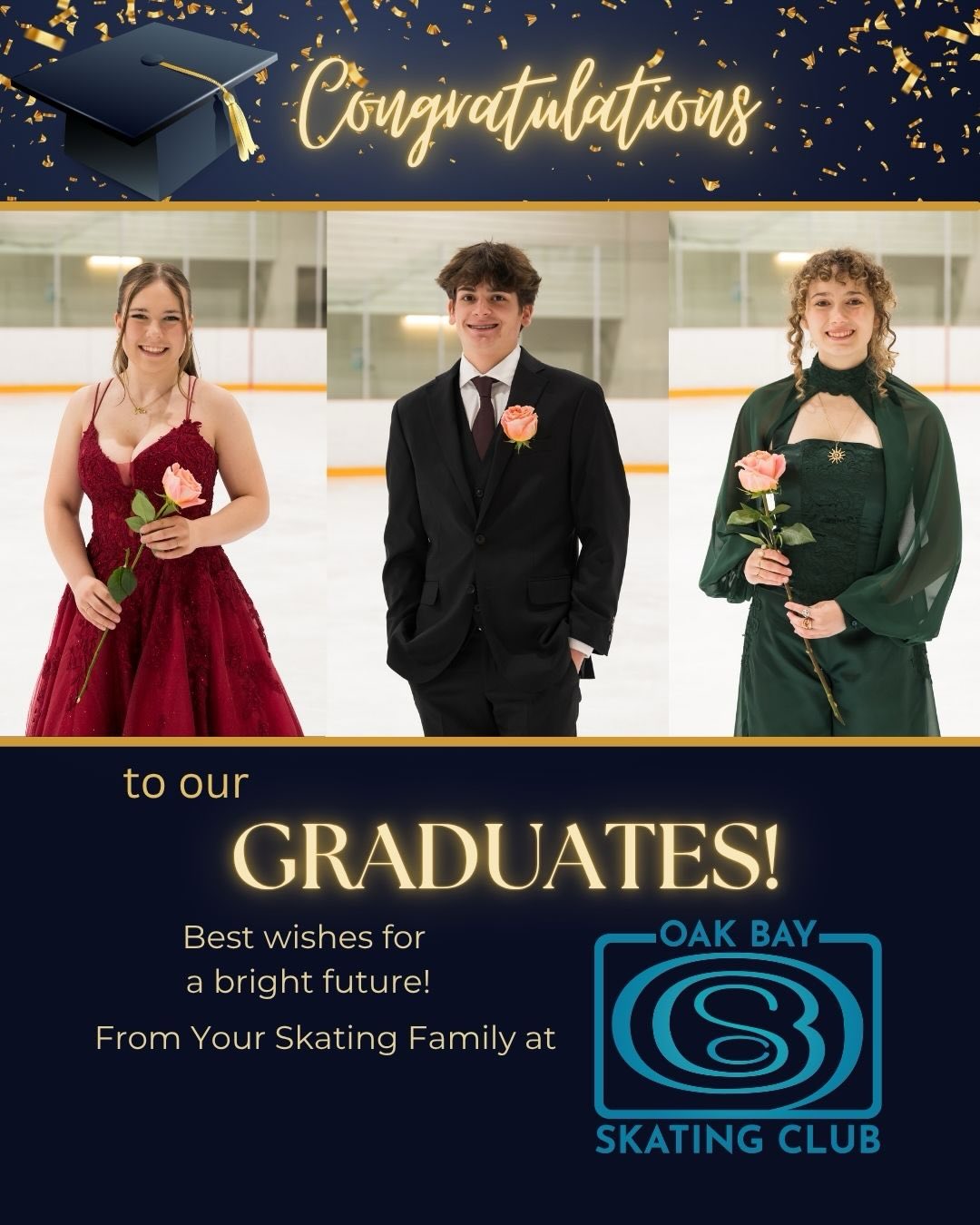🎓 Congratulations to all of our graduating skaters! 🎓
As you celebrate this exciting milestone, we want to wish you all the best in the adventures ahead. Whether you’re heading to university, college, work, or pursuing new dreams, we hope you carry with you the confidence, determination, and friendships you’ve built both on and off the ice.
Thank you for being part of our skating family. We are so proud of everything you’ve accomplished and can’t wait to see where your journeys take you next.
Best of luck, Class of 2026! 💙⛸️✨ 📸 @maryjanescamera
#Graduation #SkatingFamily #ClassOf2026 #ProudOfOurGraduates #figureskating