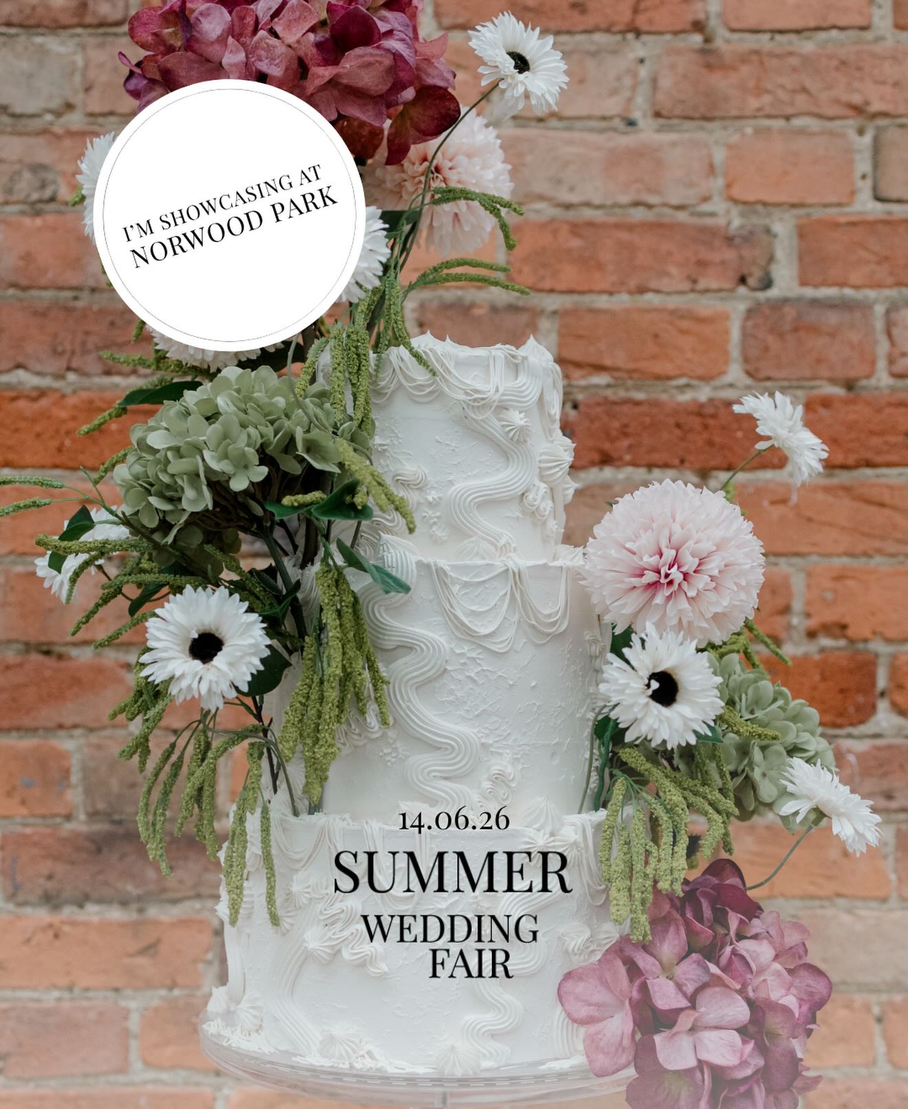 ITS THIS SUNDAY! 😍 @norwoodparkestate , and it’s going to be so much fun!! Come and join us 🥰
#cake #cakes #weddingcakes #weddingcake #weddingday