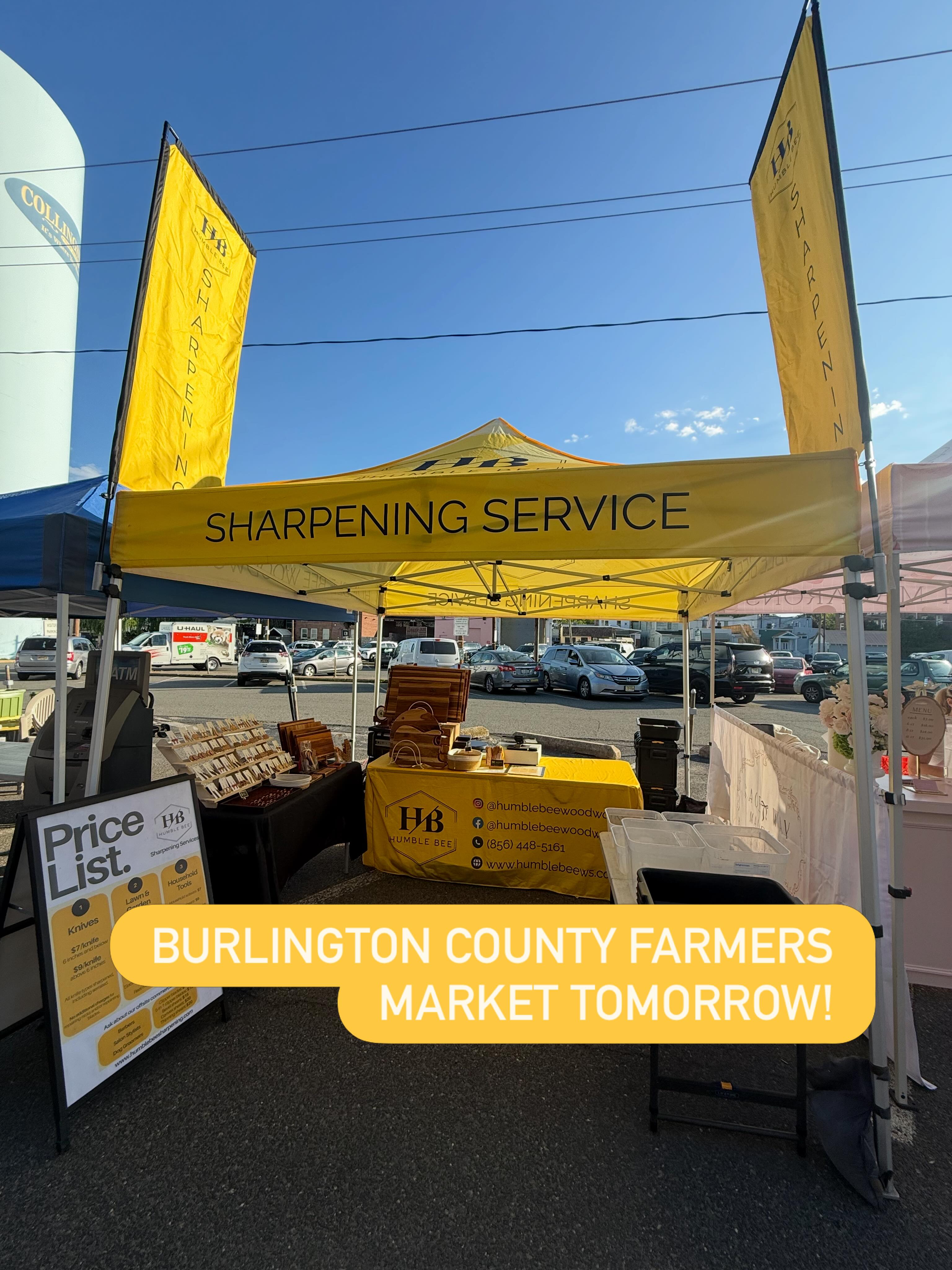 This weekend you can catch us at The Burlington County Farmers Market! It’s been a bit since we’ve been there and we are excited to see @burlcofarmersmarket and all the customers! Come find us near the entrance to the market and don’t forget to bring your tools and knives that need sharpening!